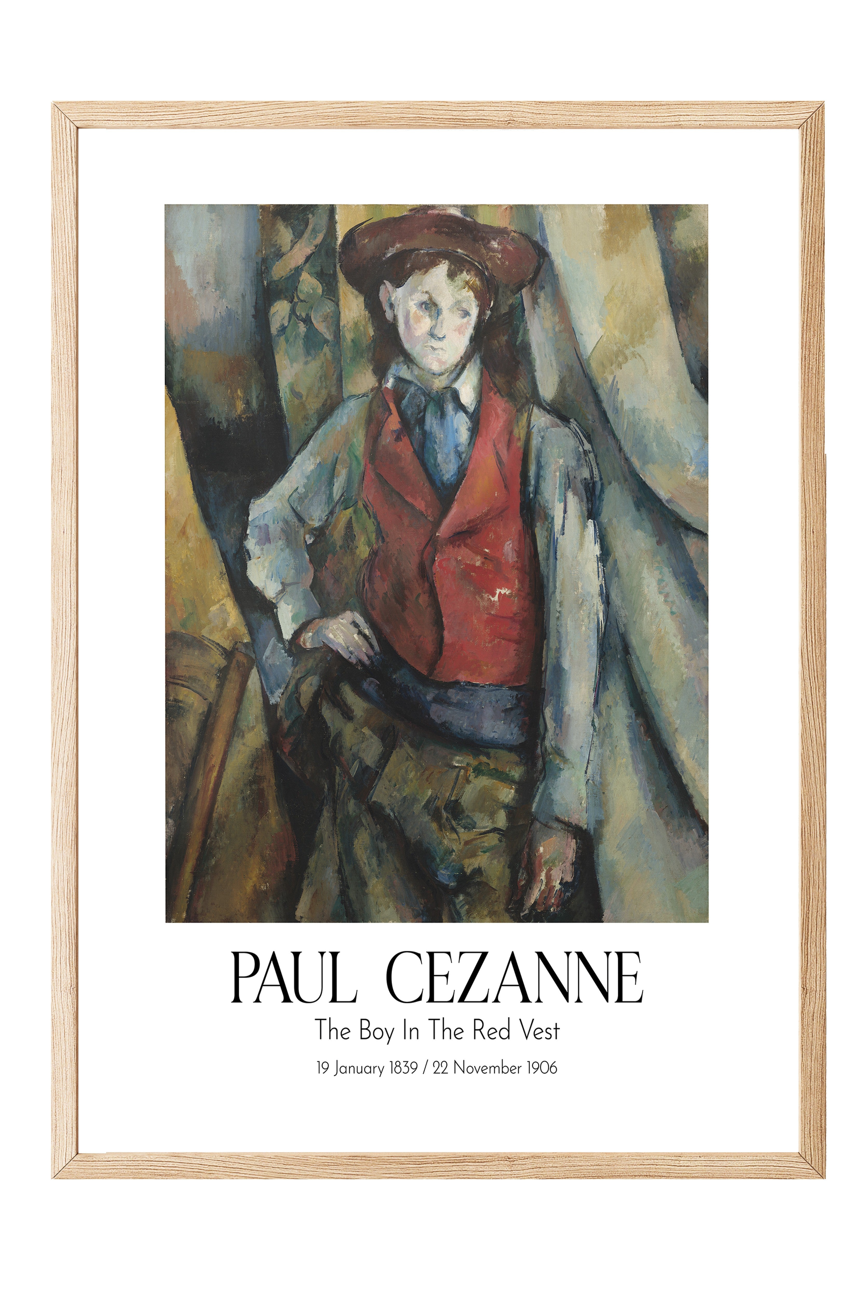Paul Cezanne - The Boy In The Red Vest, Ahşap Çerçeveli Tablo, Sanat Serisi NO:110459