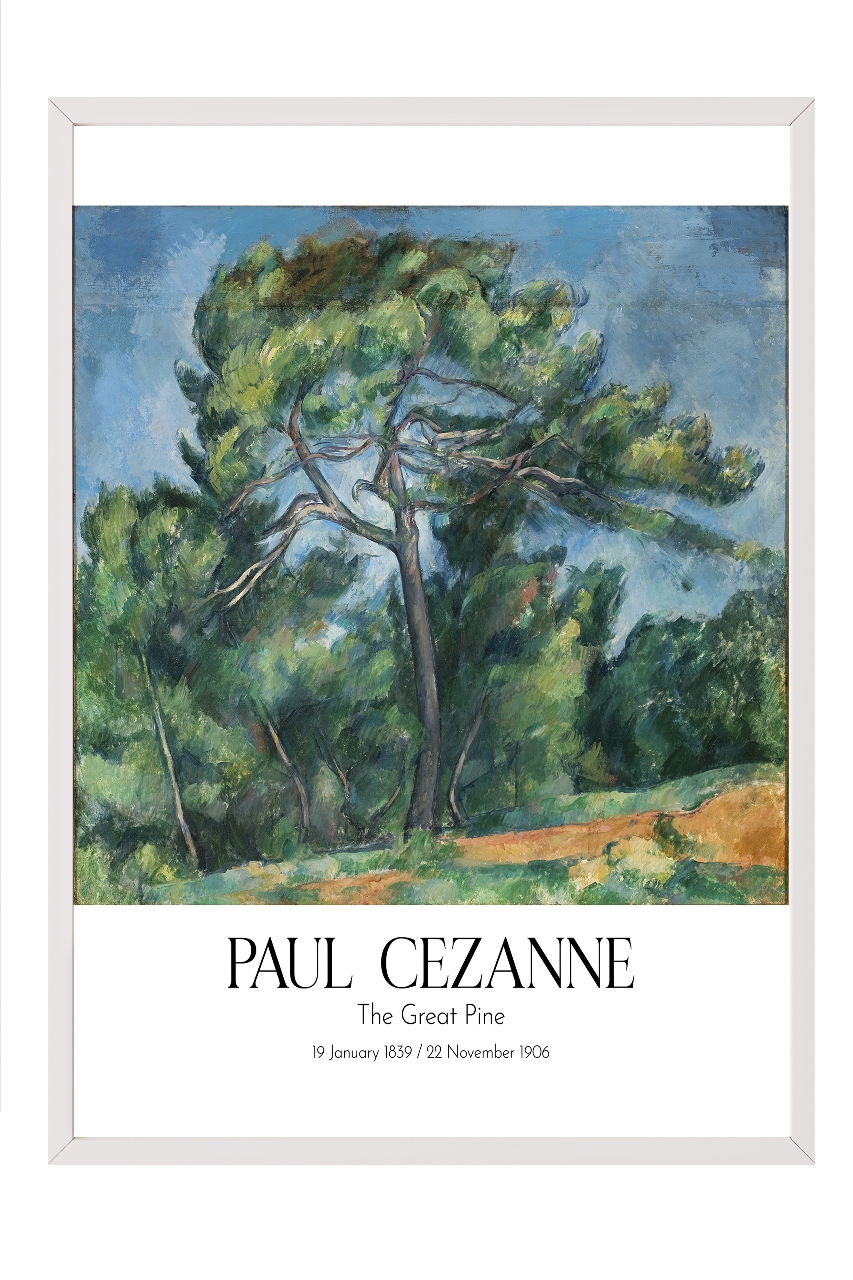 Paul Cezanne - The Great Pine, Beyaz Çerçeveli Tablo, Sanat Serisi NO:110475