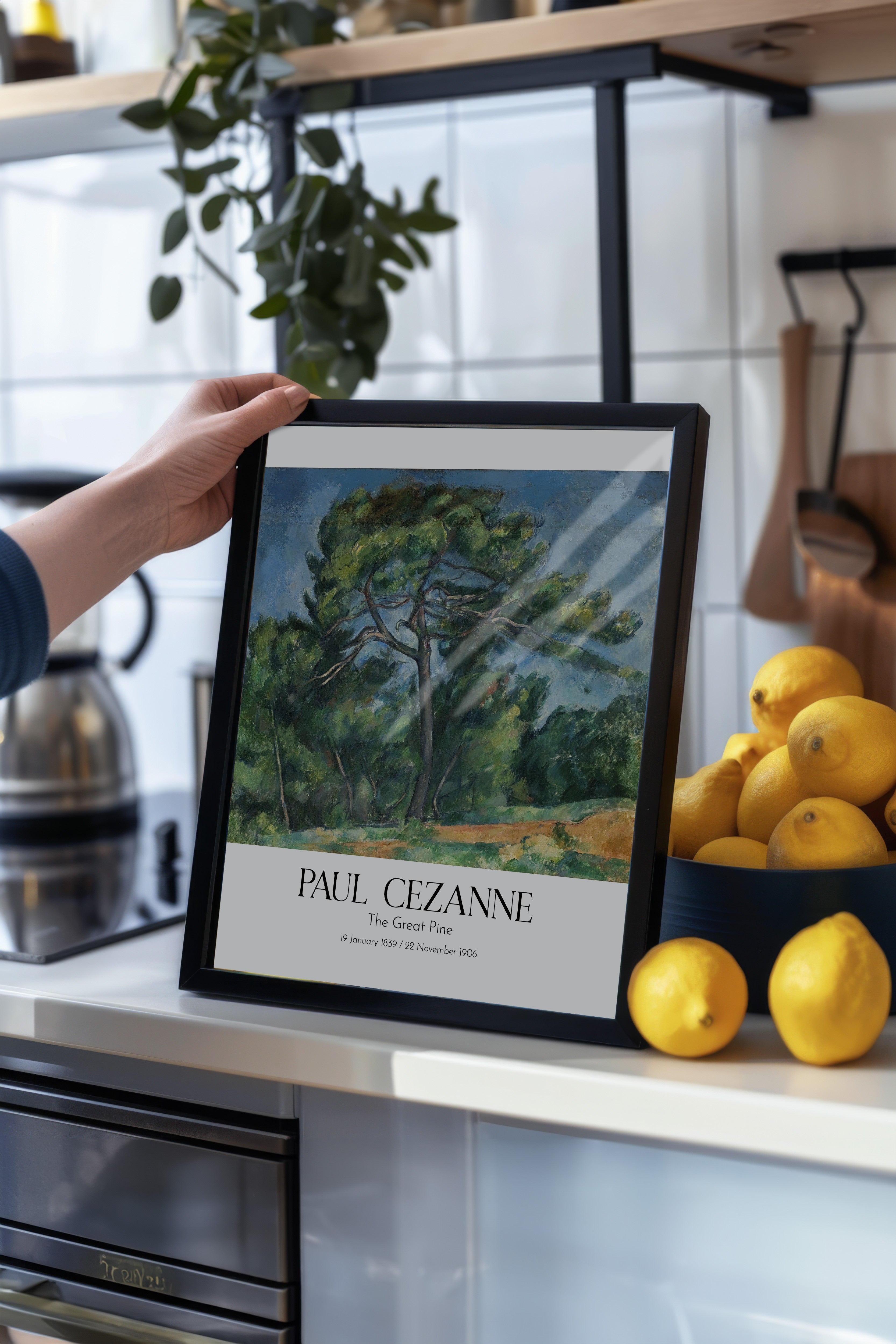 Paul Cezanne - The Great Pine, Siyah Çerçeveli Tablo, Sanat Serisi NO:110475