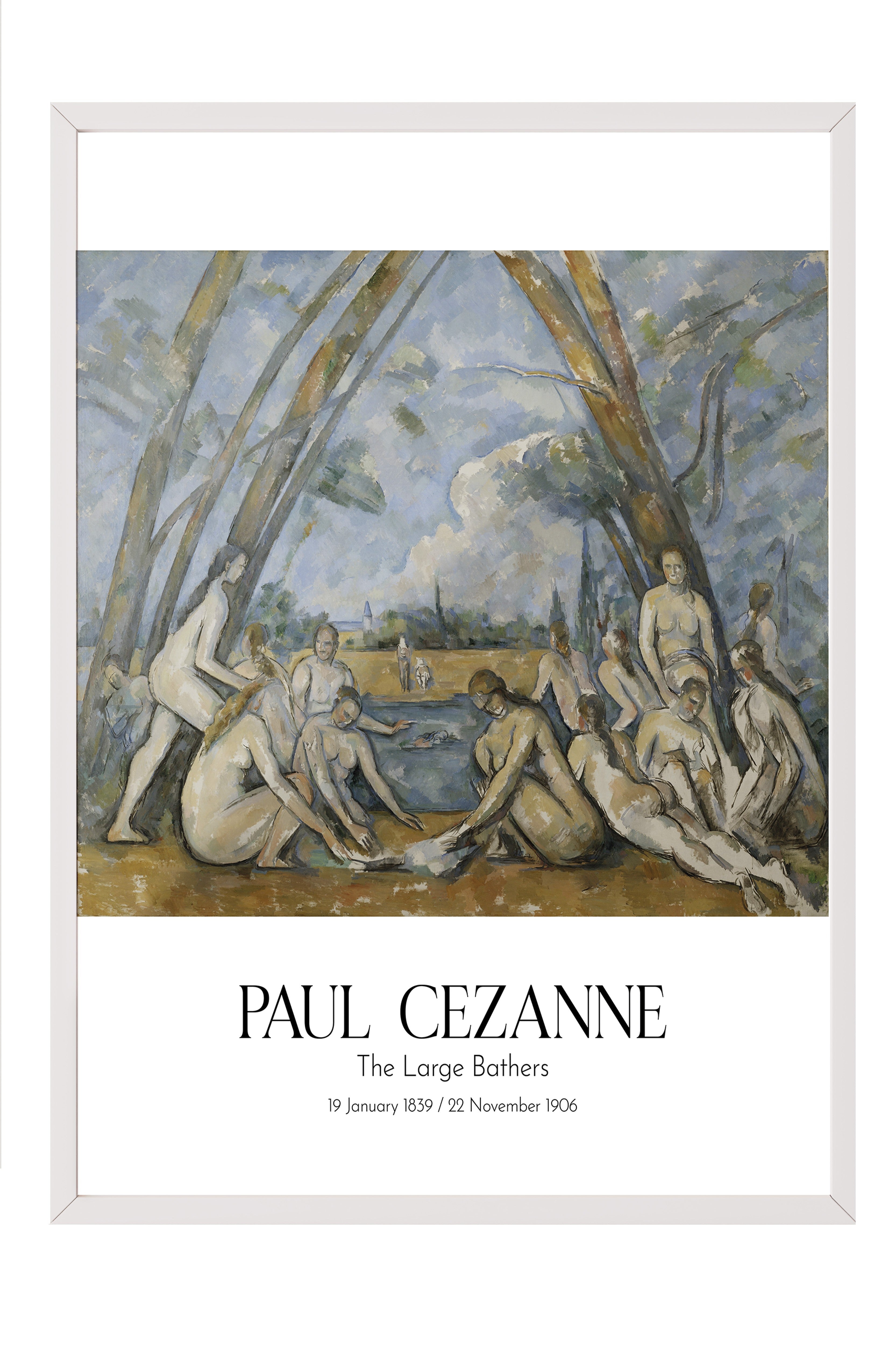 Paul Cezanne - The Large Bathers, Beyaz Çerçeveli Tablo, Sanat Serisi NO:110476