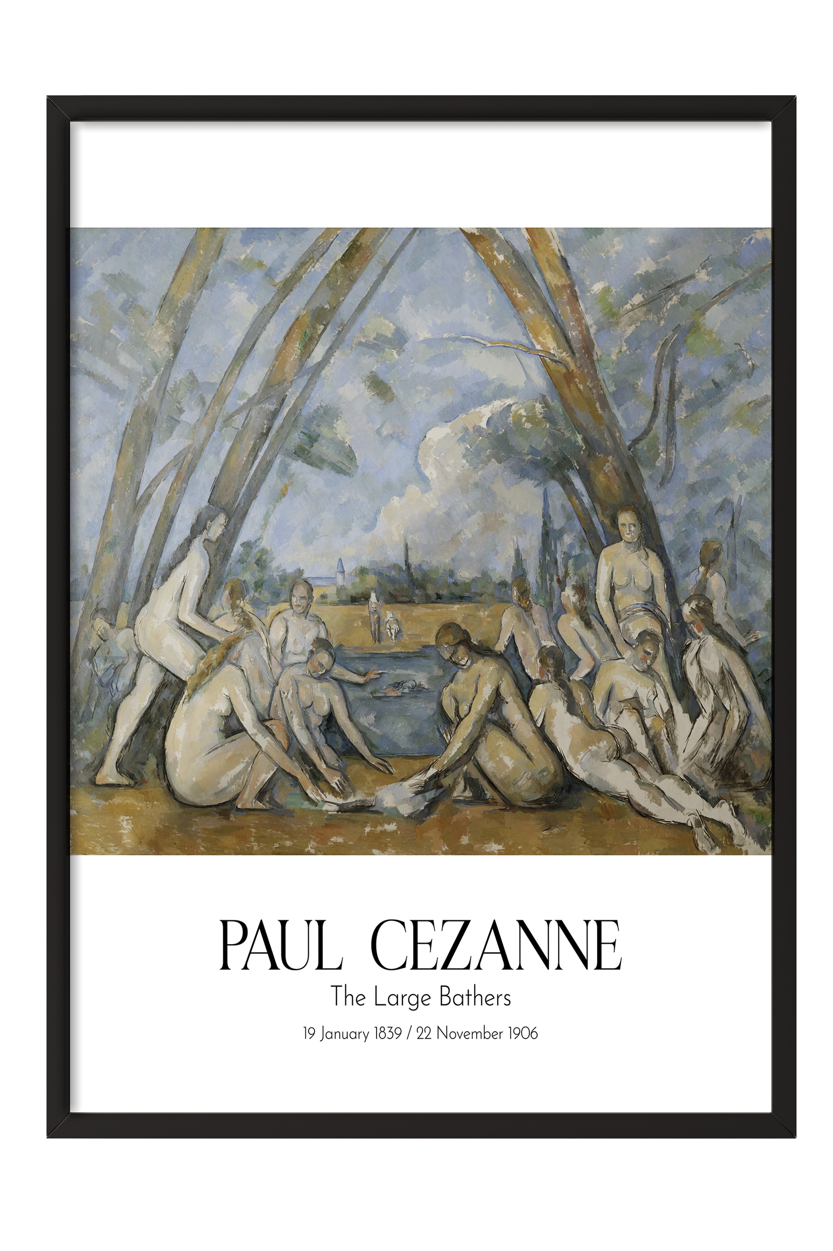 Paul Cezanne - The Large Bathers, Siyah Çerçeveli Tablo, Sanat Serisi NO:110476