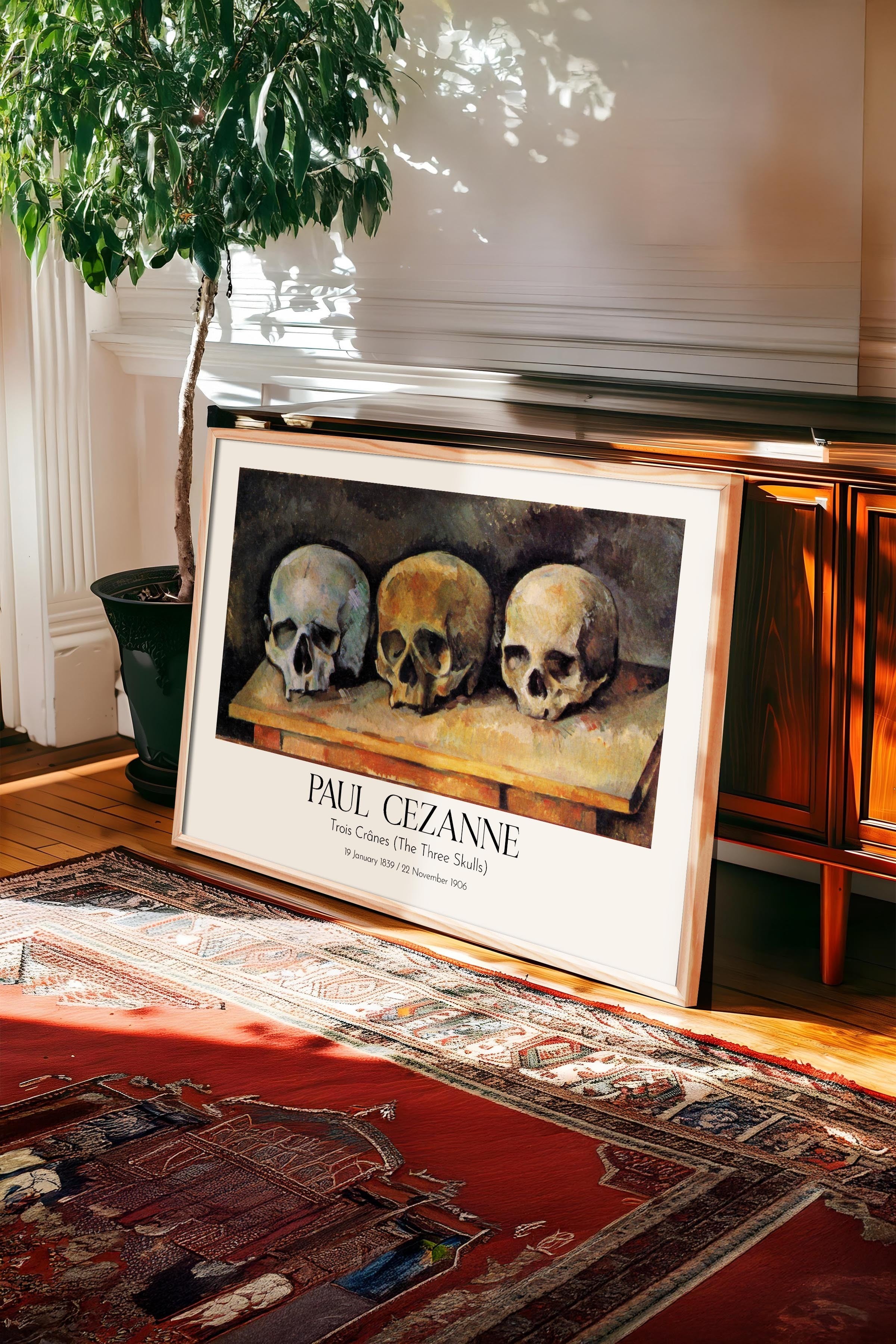 Paul Cezanne - Trois Crânes (The Three Skulls), Ahşap Çerçeveli Tablo, Sanat Serisi NO:110496