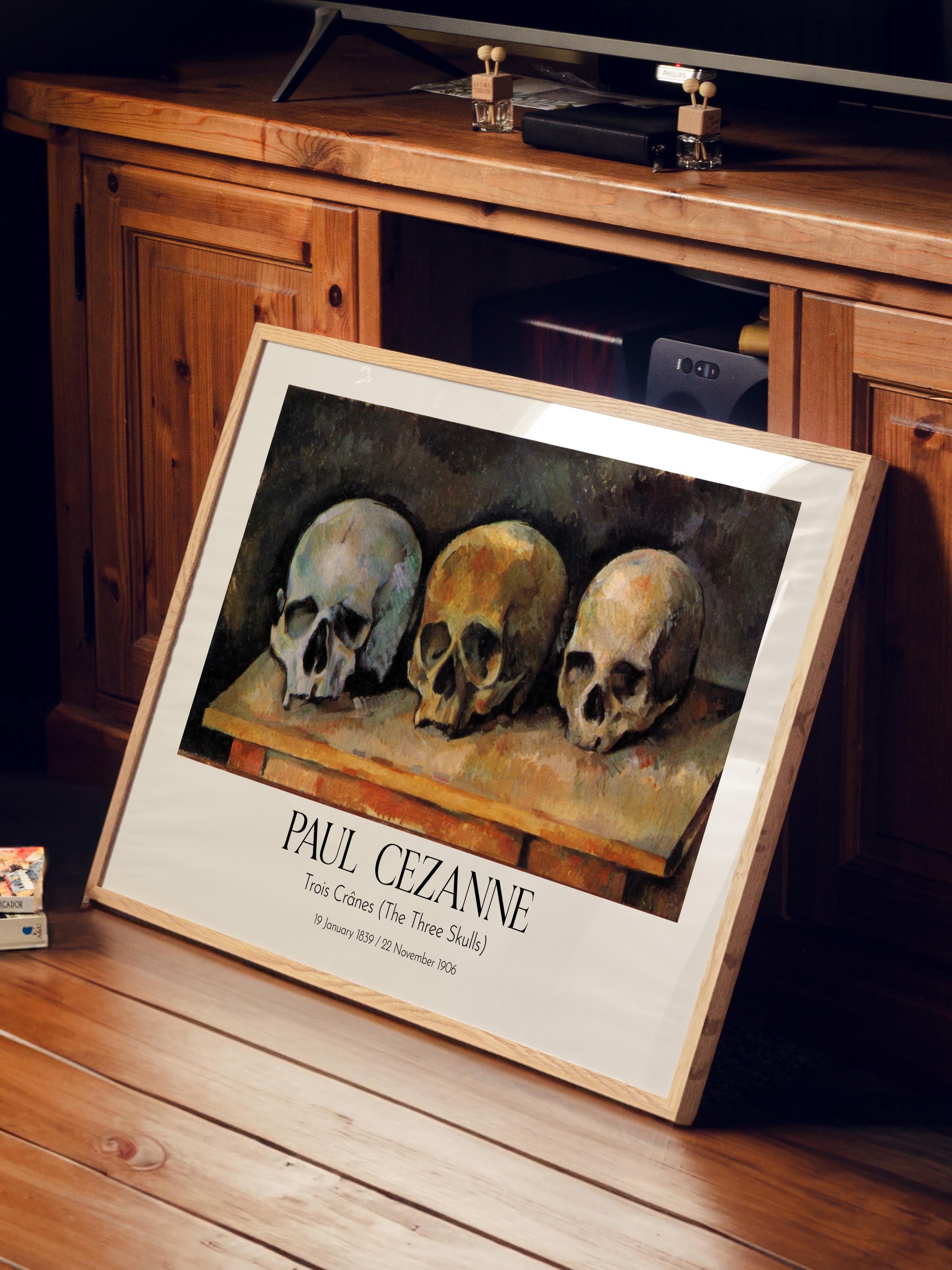Paul Cezanne - Trois Crânes (The Three Skulls), Ahşap Çerçeveli Tablo, Sanat Serisi NO:110496