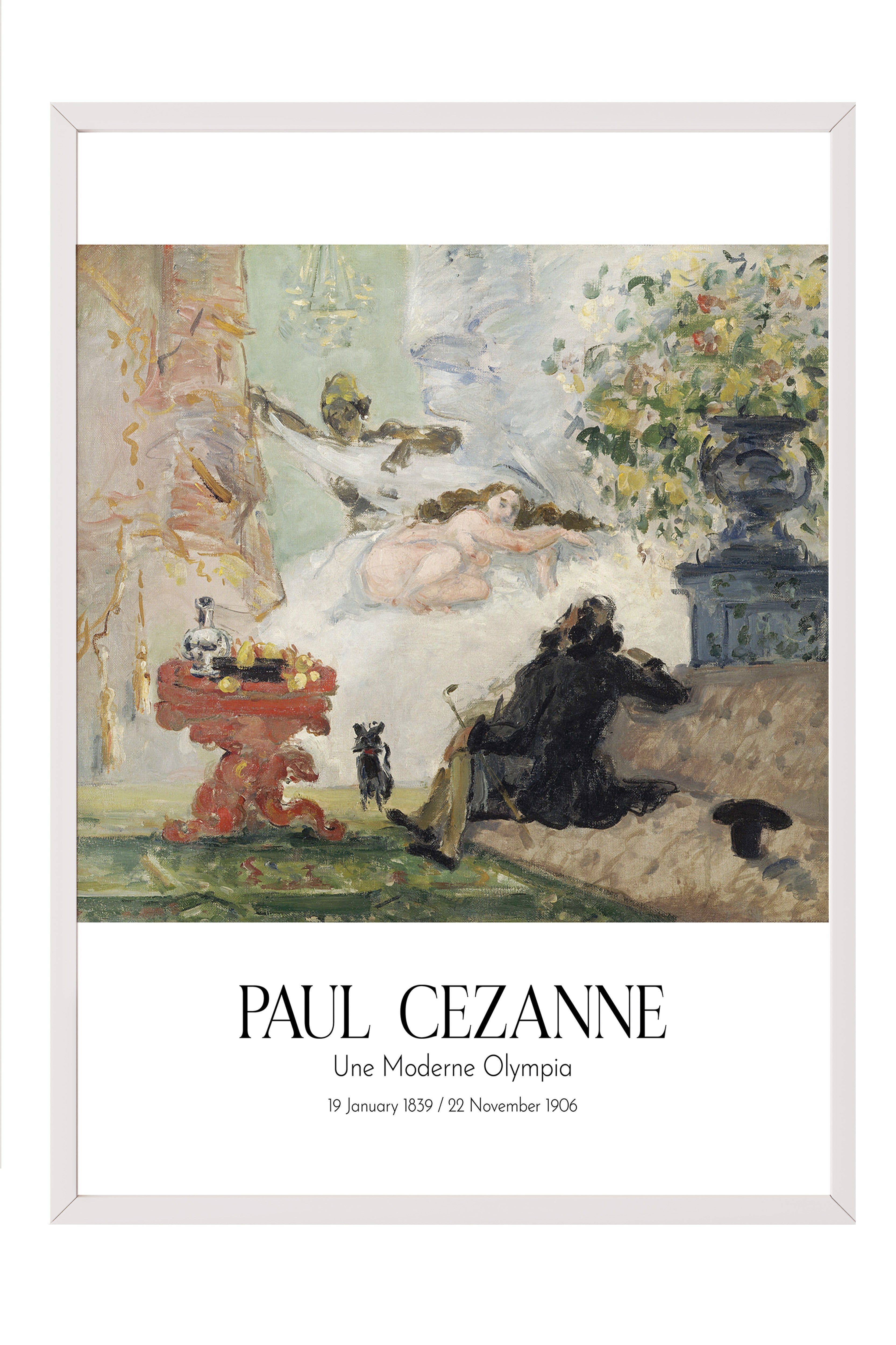 Paul Cezanne - Une Moderne Olympia, Beyaz Çerçeveli Tablo, Sanat Serisi NO:110487