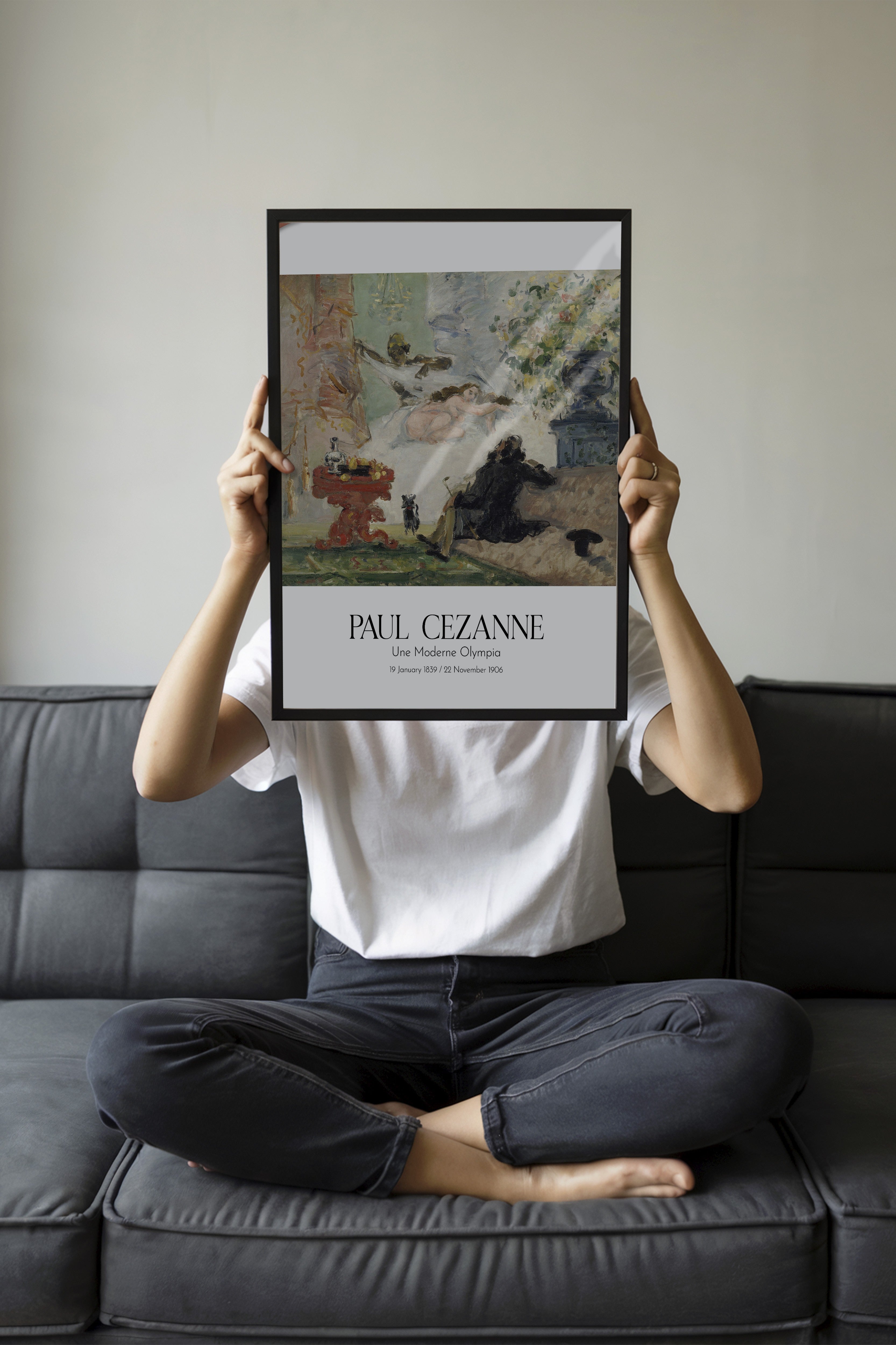 Paul Cezanne - Une Moderne Olympia, Siyah Çerçeveli Tablo, Sanat Serisi NO:110487