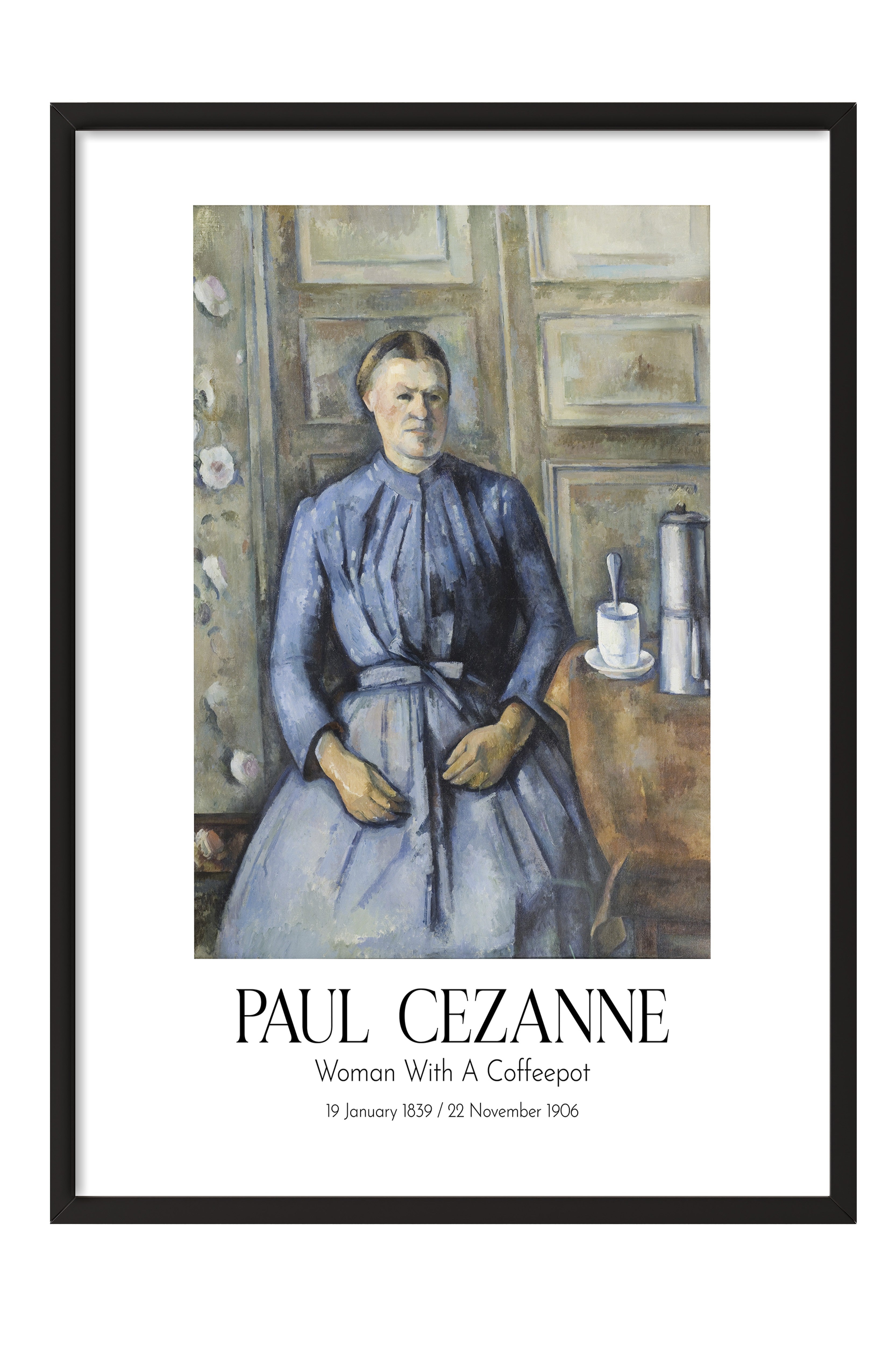 Paul Cezanne - Woman With A Coffeepot, Siyah Çerçeveli Tablo, Sanat Serisi NO:110480
