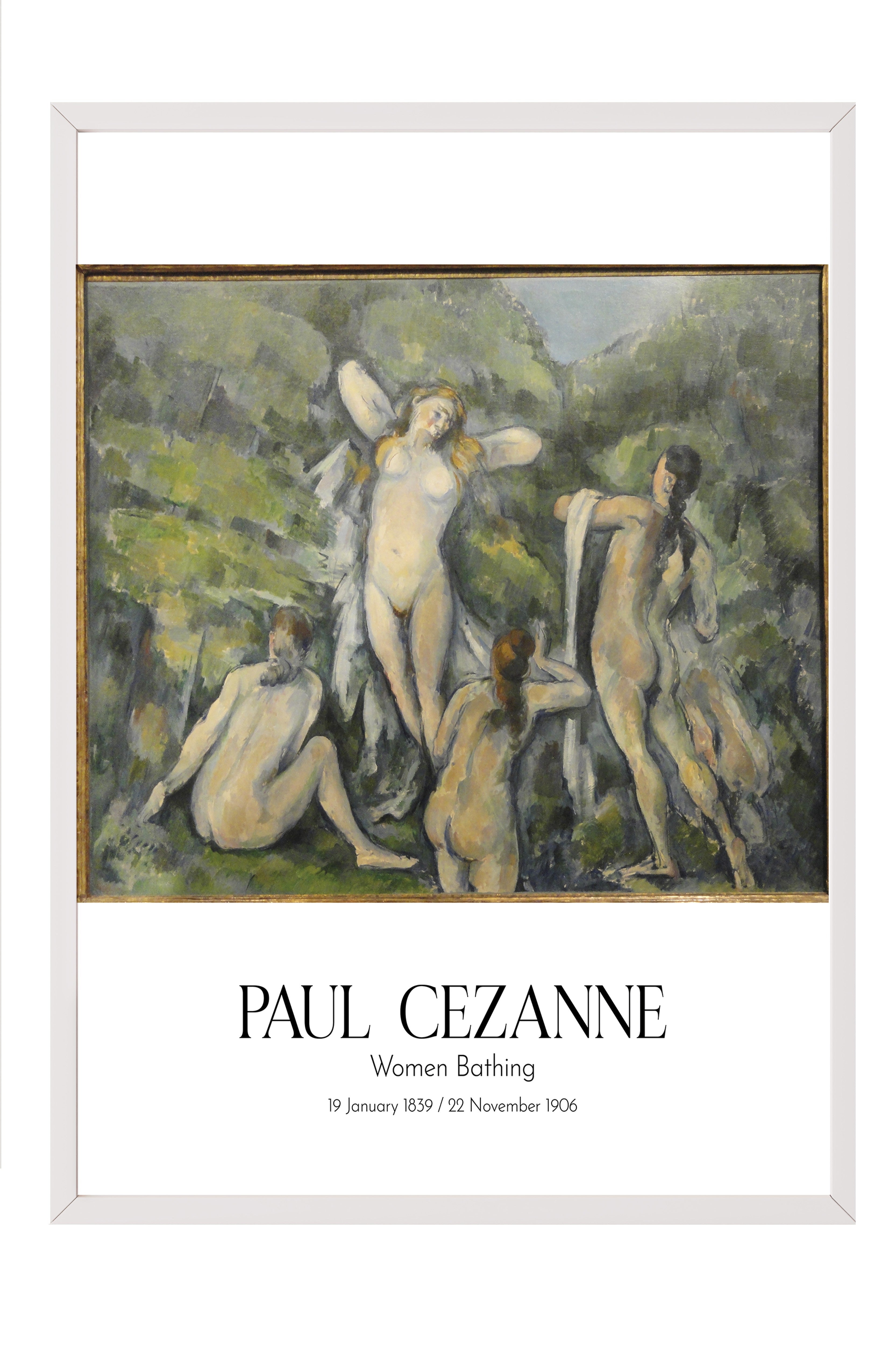 Paul Cezanne - Women Bathing, Beyaz Çerçeveli Tablo, Sanat Serisi NO:110481