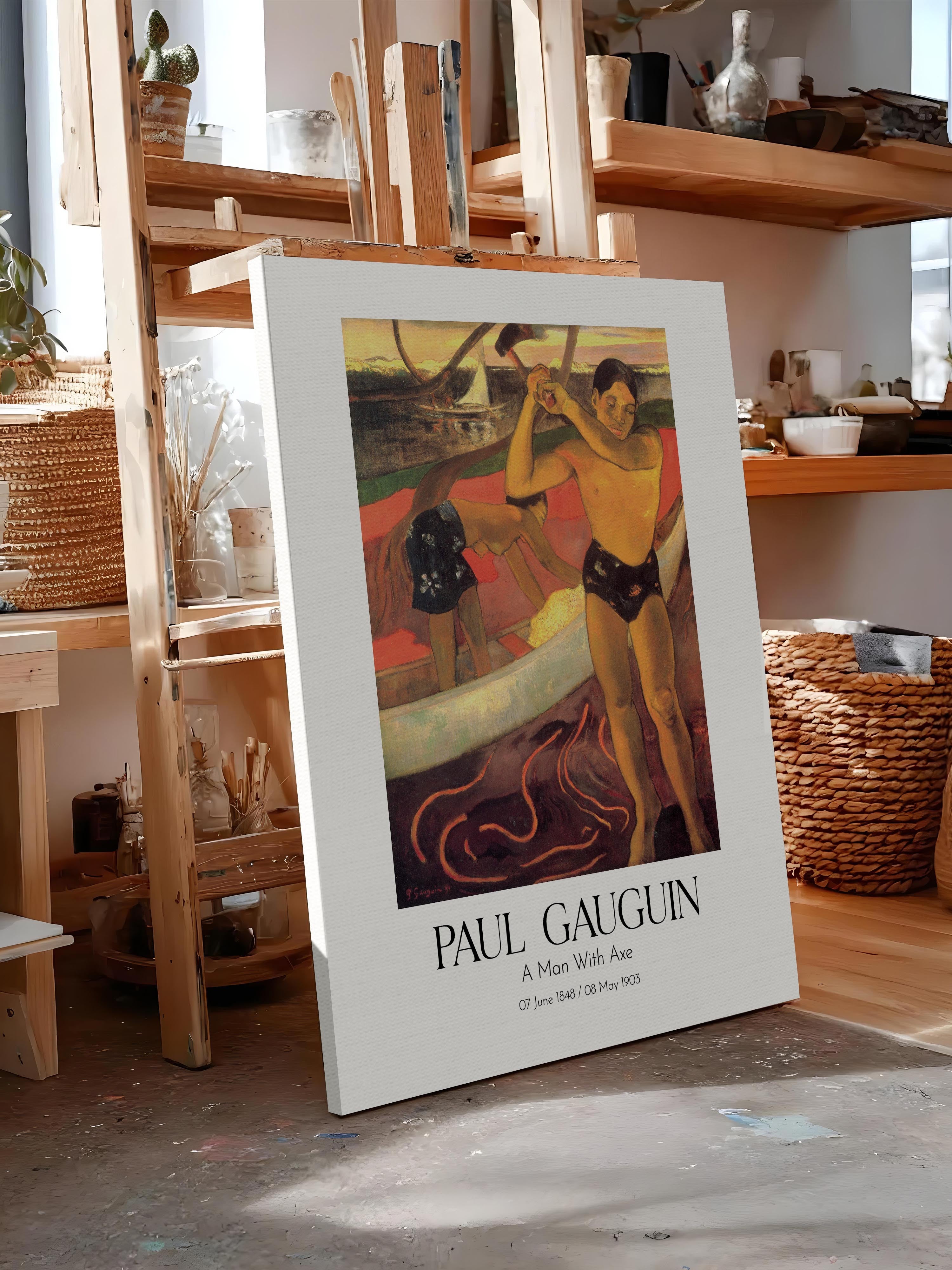 Paul Gauguin - A Man With Axe, Kanvas Tablo, Sanat Serisi NO:110567