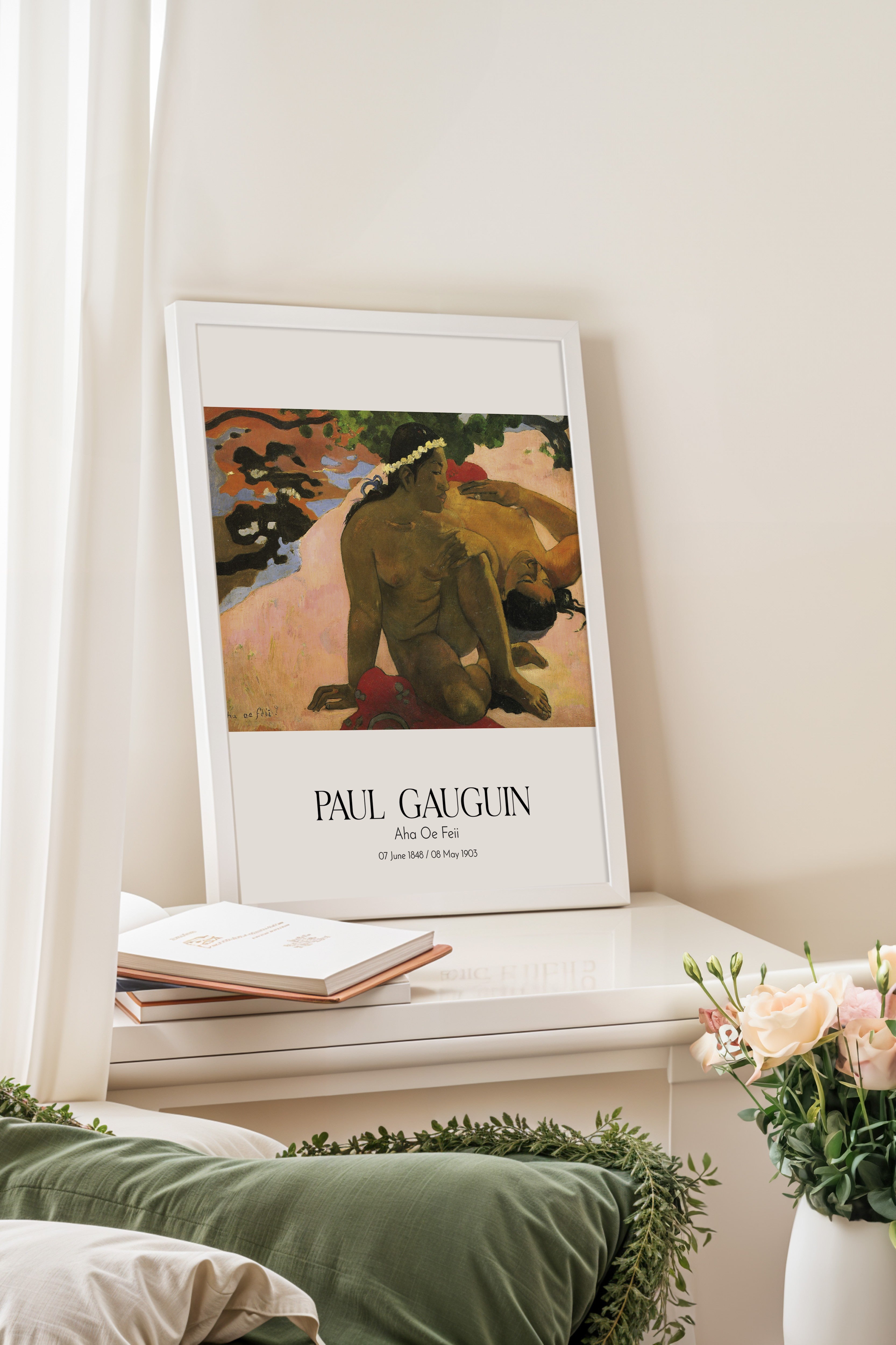 Paul Gauguin - Aha Oe Feii, Beyaz Çerçeveli Tablo, Sanat Serisi NO:110568