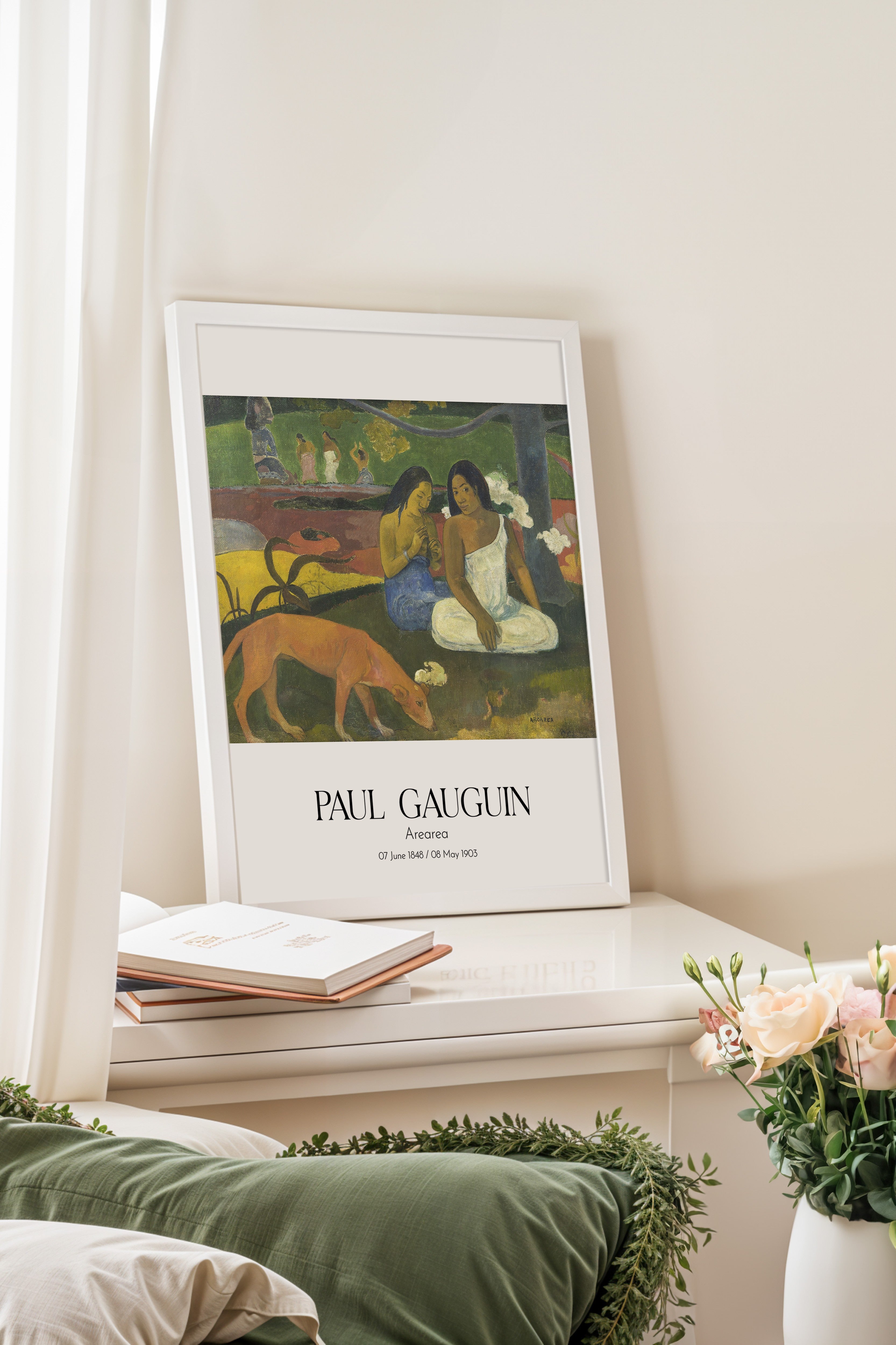 Paul Gauguin - Arearea, Beyaz Çerçeveli Tablo, Sanat Serisi NO:110543