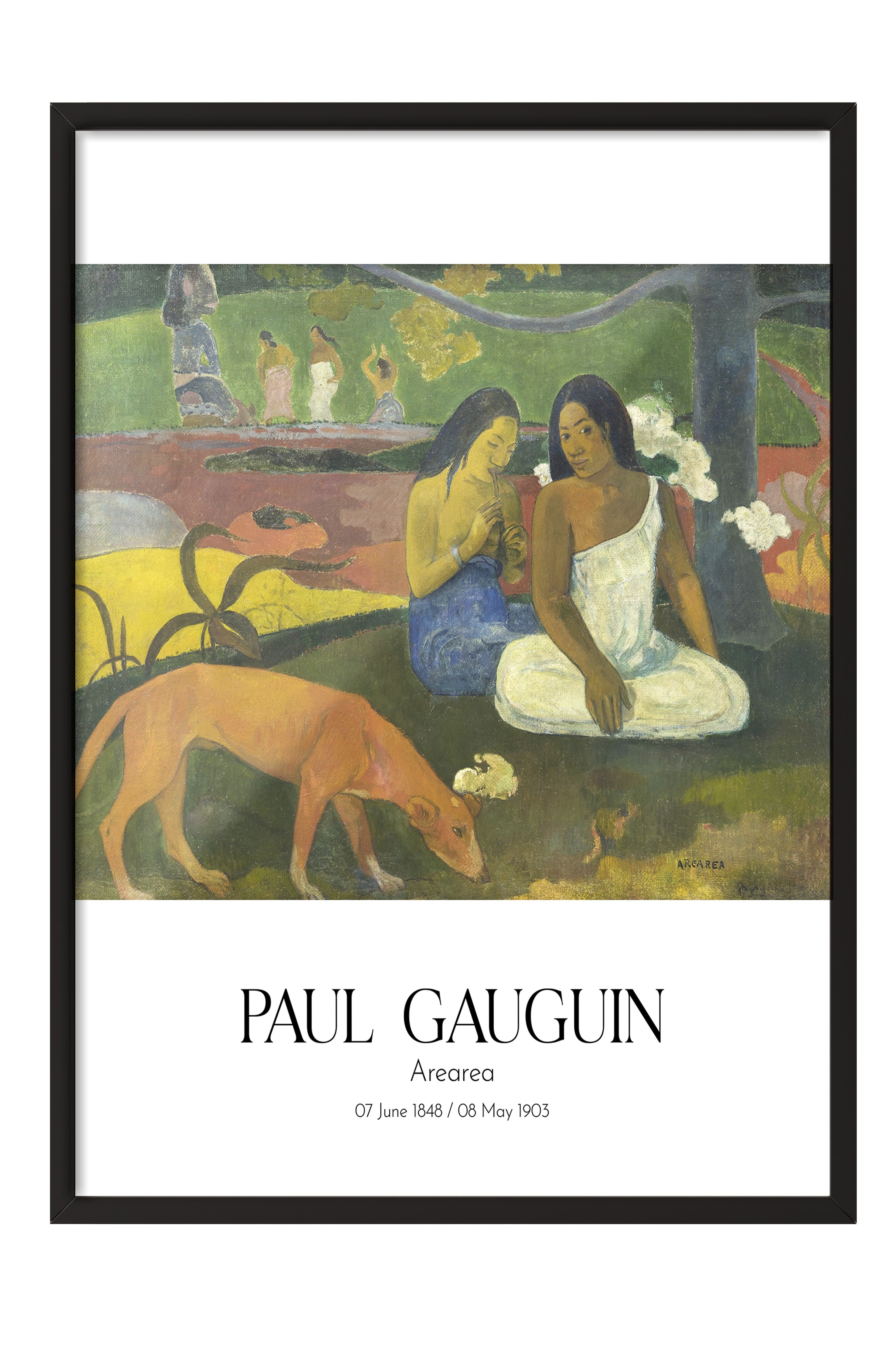 Paul Gauguin - Arearea, Siyah Çerçeveli Tablo, Sanat Serisi NO:110543