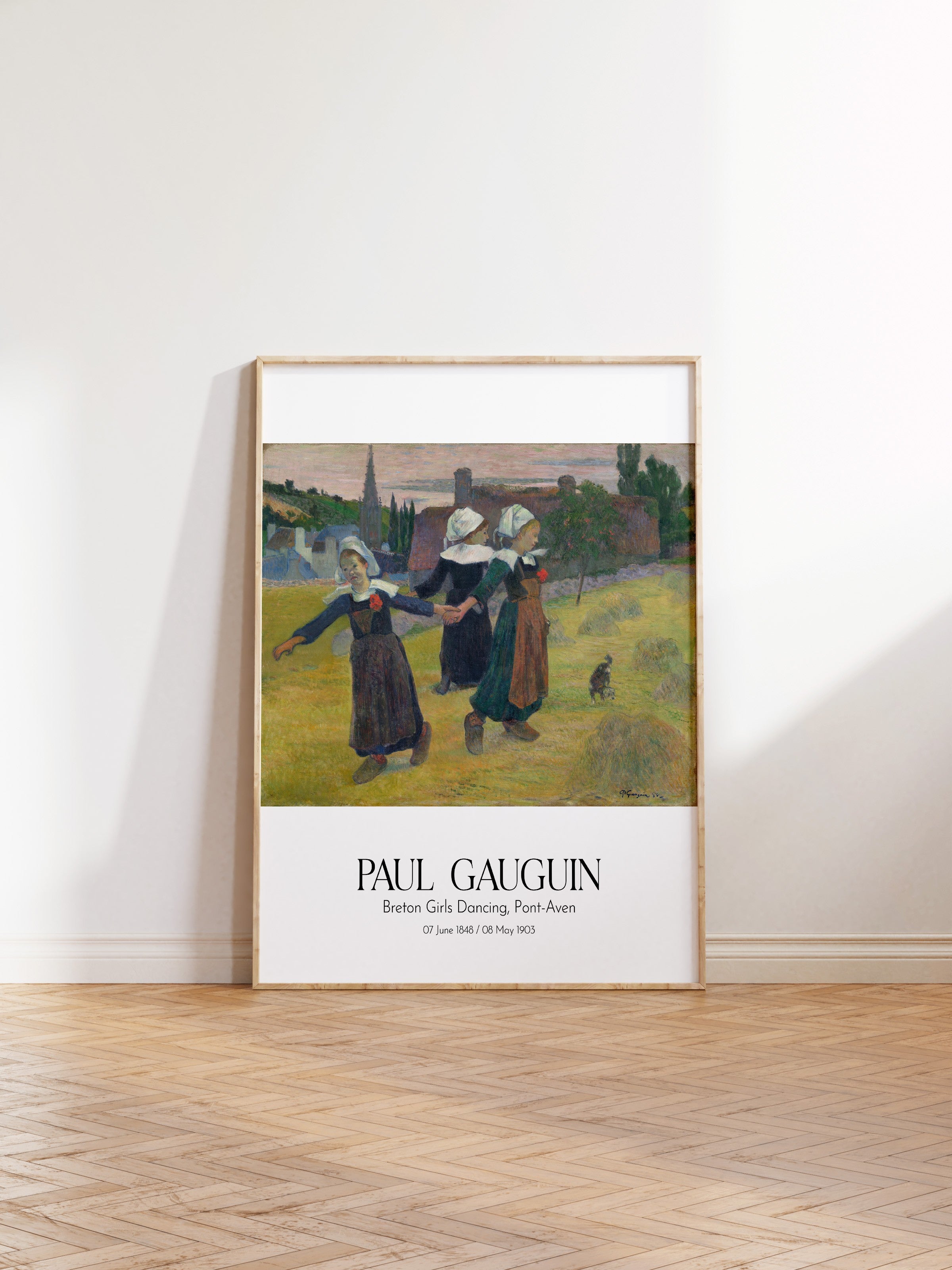 Paul Gauguin - Breton Girls Dancing, Pont-Aven, Ahşap Çerçeveli Tablo, Sanat Serisi NO:110544