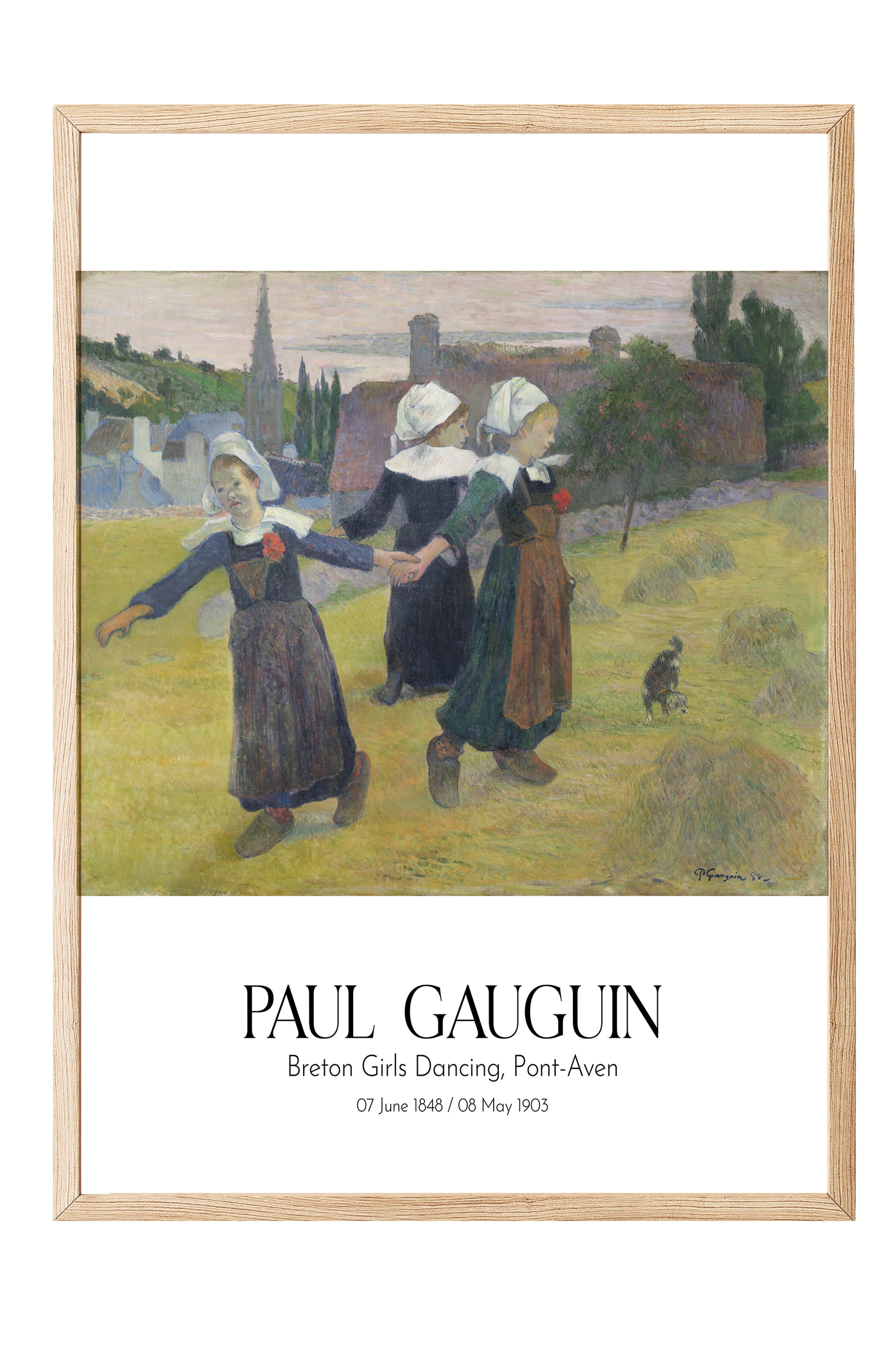 Paul Gauguin - Breton Girls Dancing, Pont-Aven, Ahşap Çerçeveli Tablo, Sanat Serisi NO:110544