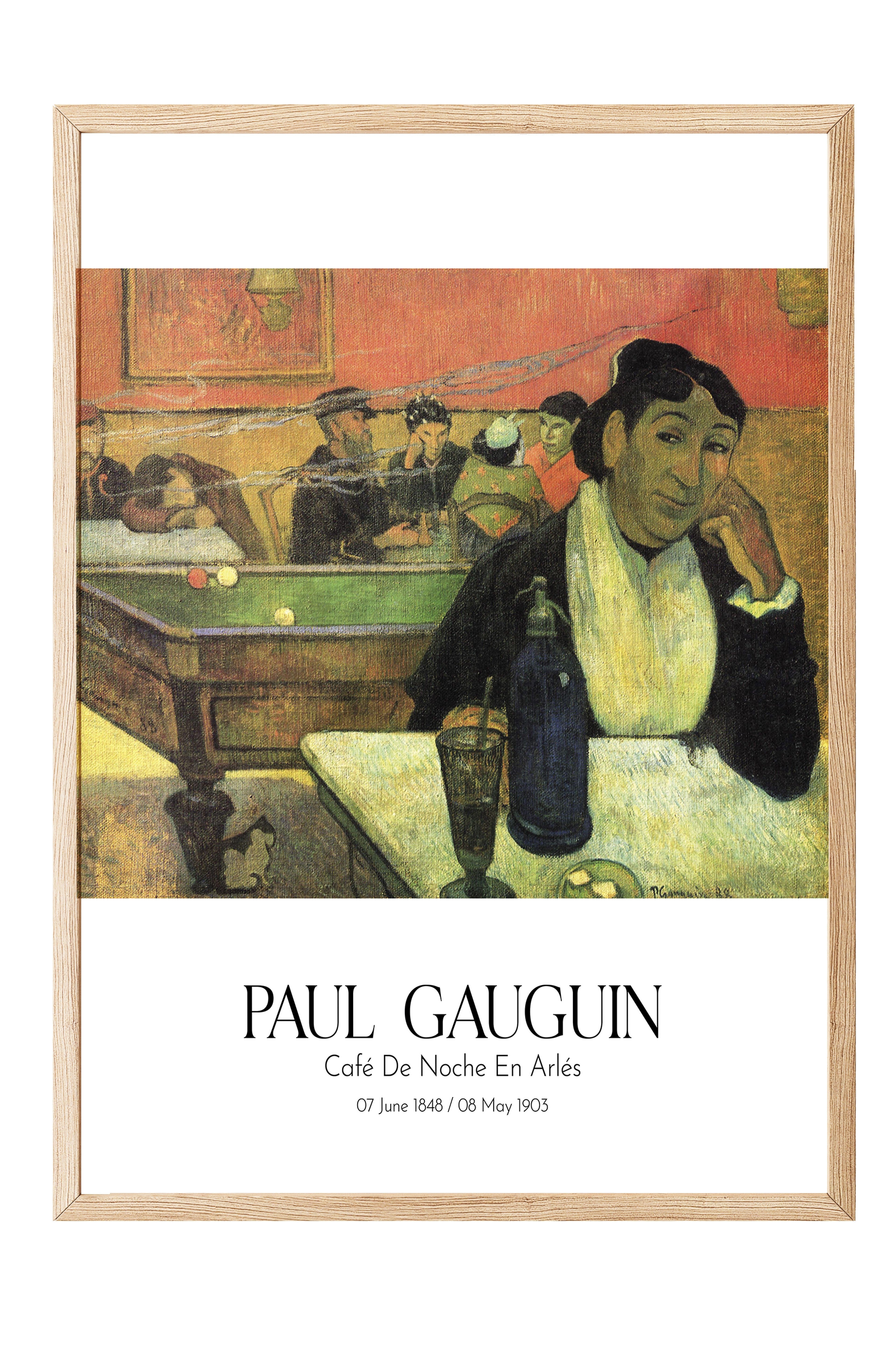 Paul Gauguin - Café De Noche En Arlés, Ahşap Çerçeveli Tablo, Sanat Serisi NO:110569