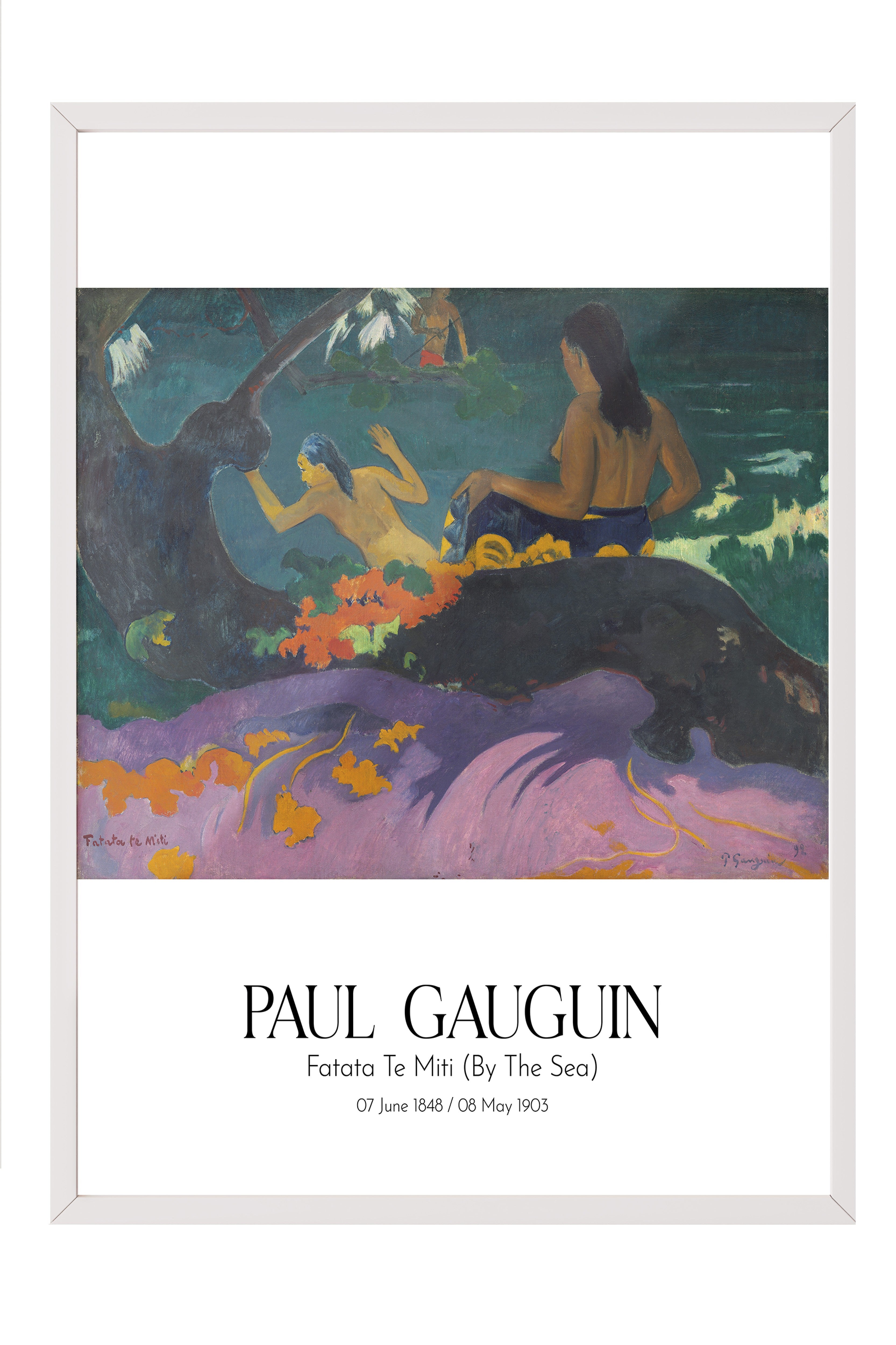 Paul Gauguin - Fatata Te Miti (By The Sea), Beyaz Çerçeveli Tablo, Sanat Serisi NO:110546