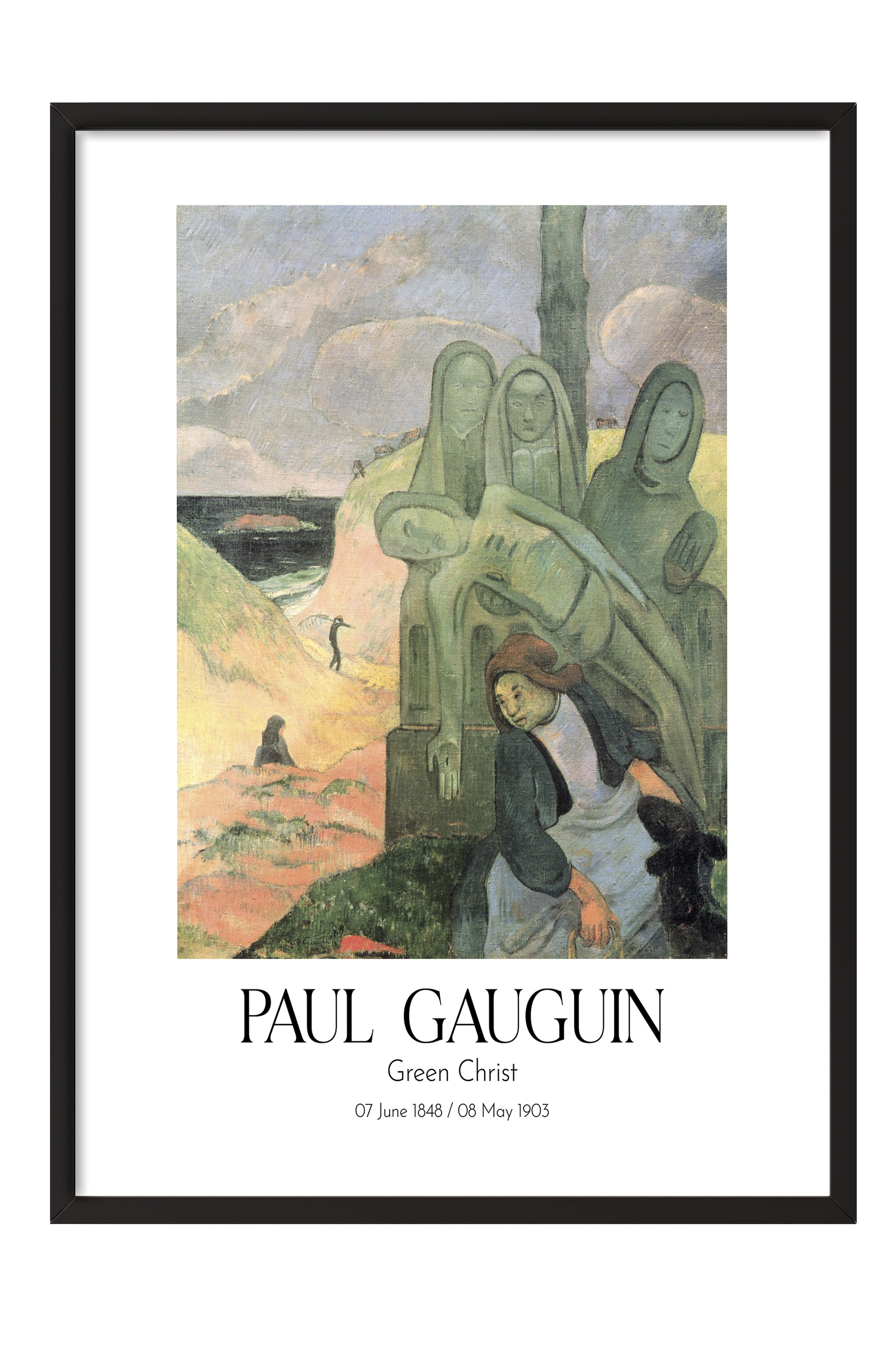 Paul Gauguin - Green Christ, Siyah Çerçeveli Tablo, Sanat Serisi NO:110572