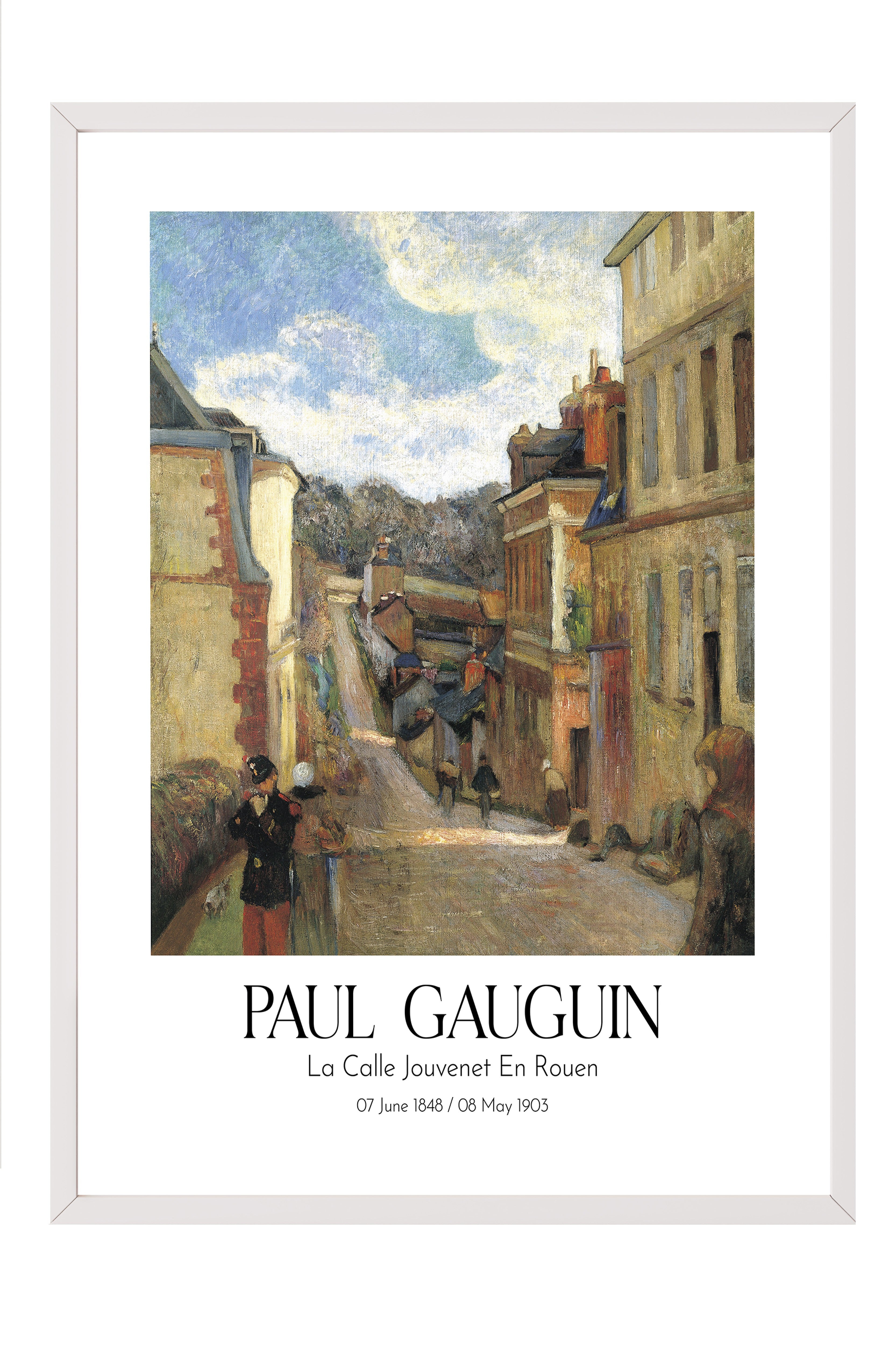 Paul Gauguin - La Calle Jouvenet En Rouen, Beyaz Çerçeveli Tablo, Sanat Serisi NO:110548