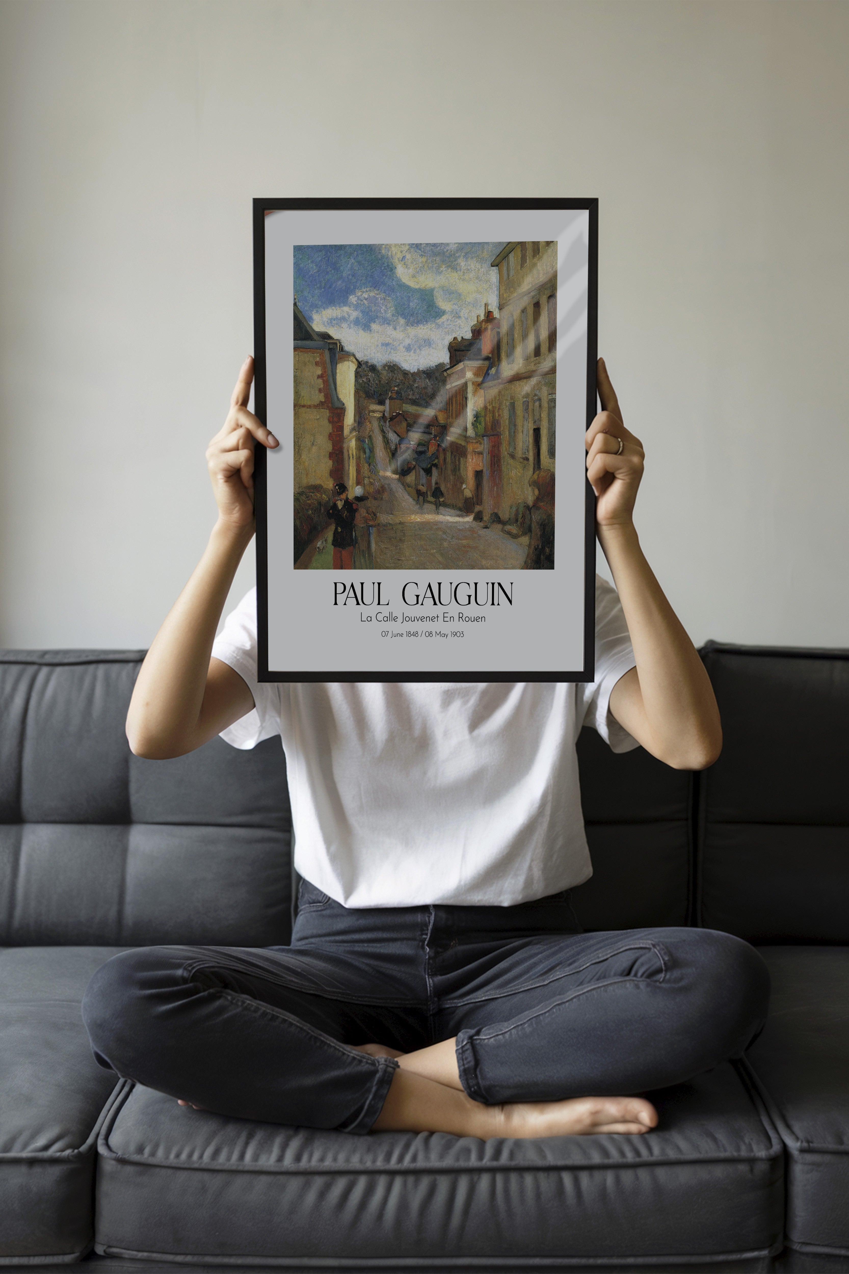 Paul Gauguin - La Calle Jouvenet En Rouen, Siyah Çerçeveli Tablo, Sanat Serisi NO:110548