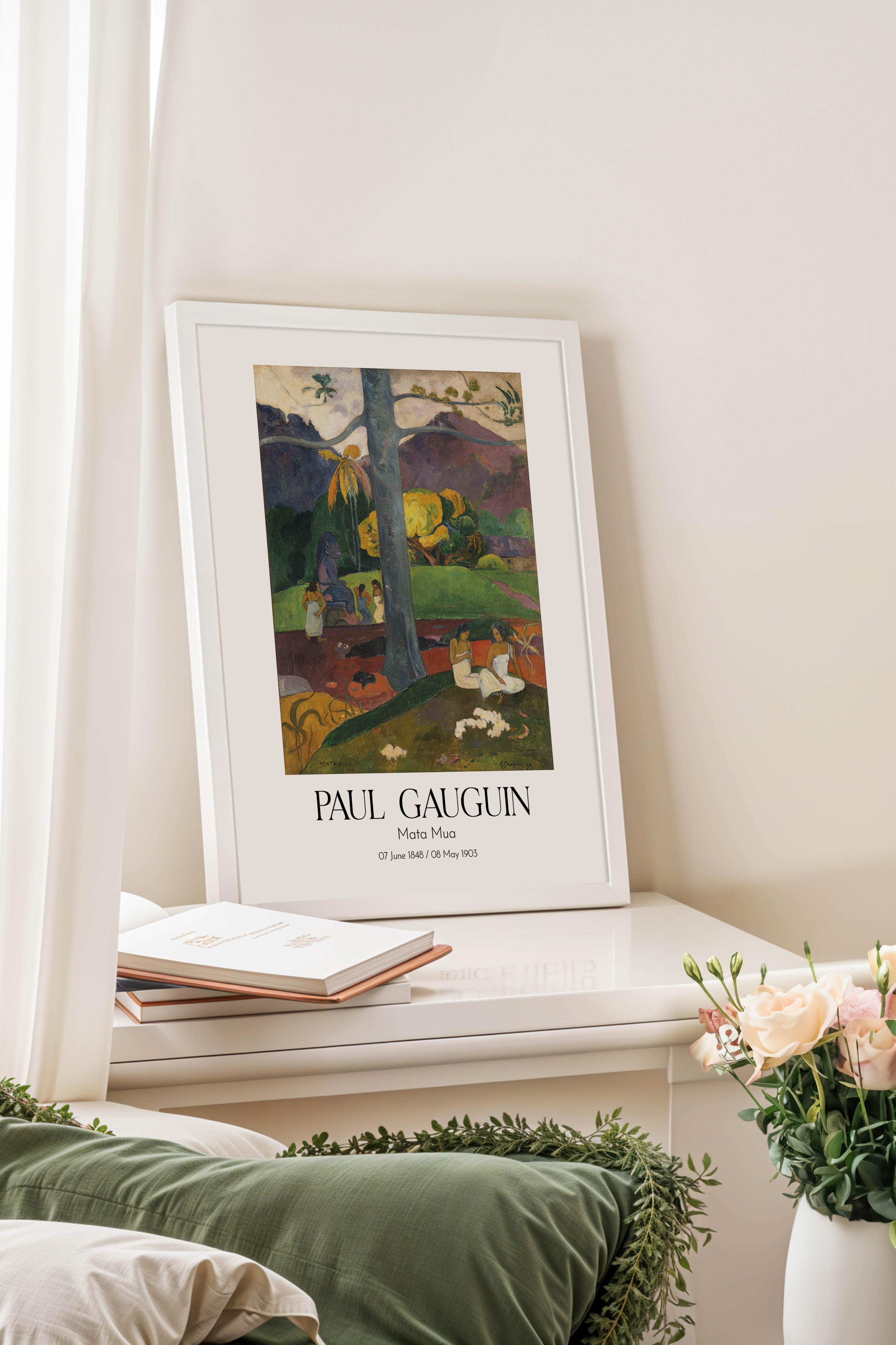 Paul Gauguin - Mata Mua, Beyaz Çerçeveli Tablo, Sanat Serisi NO:110574