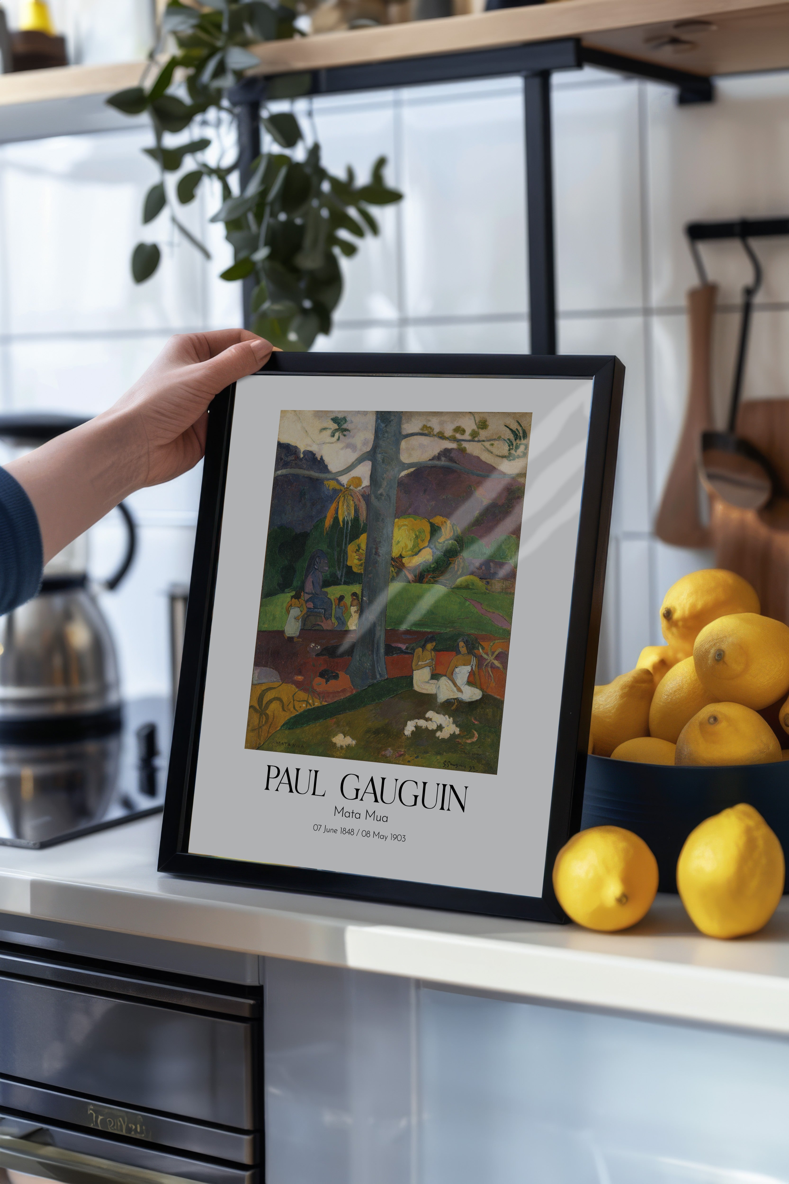 Paul Gauguin - Mata Mua, Siyah Çerçeveli Tablo, Sanat Serisi NO:110574