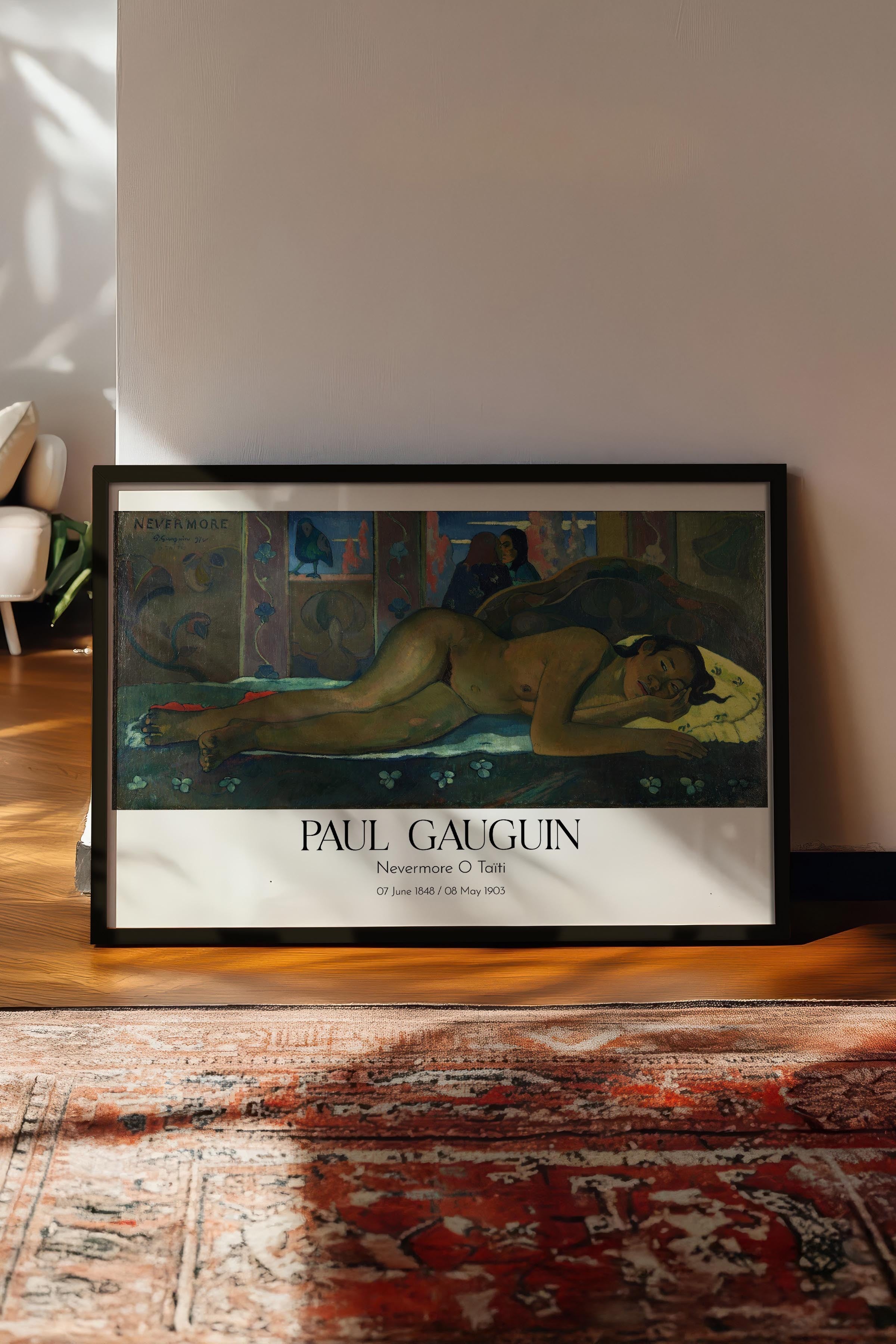 Paul Gauguin - Nevermore O Taïti, Siyah Çerçeveli Tablo, Sanat Serisi NO:110586