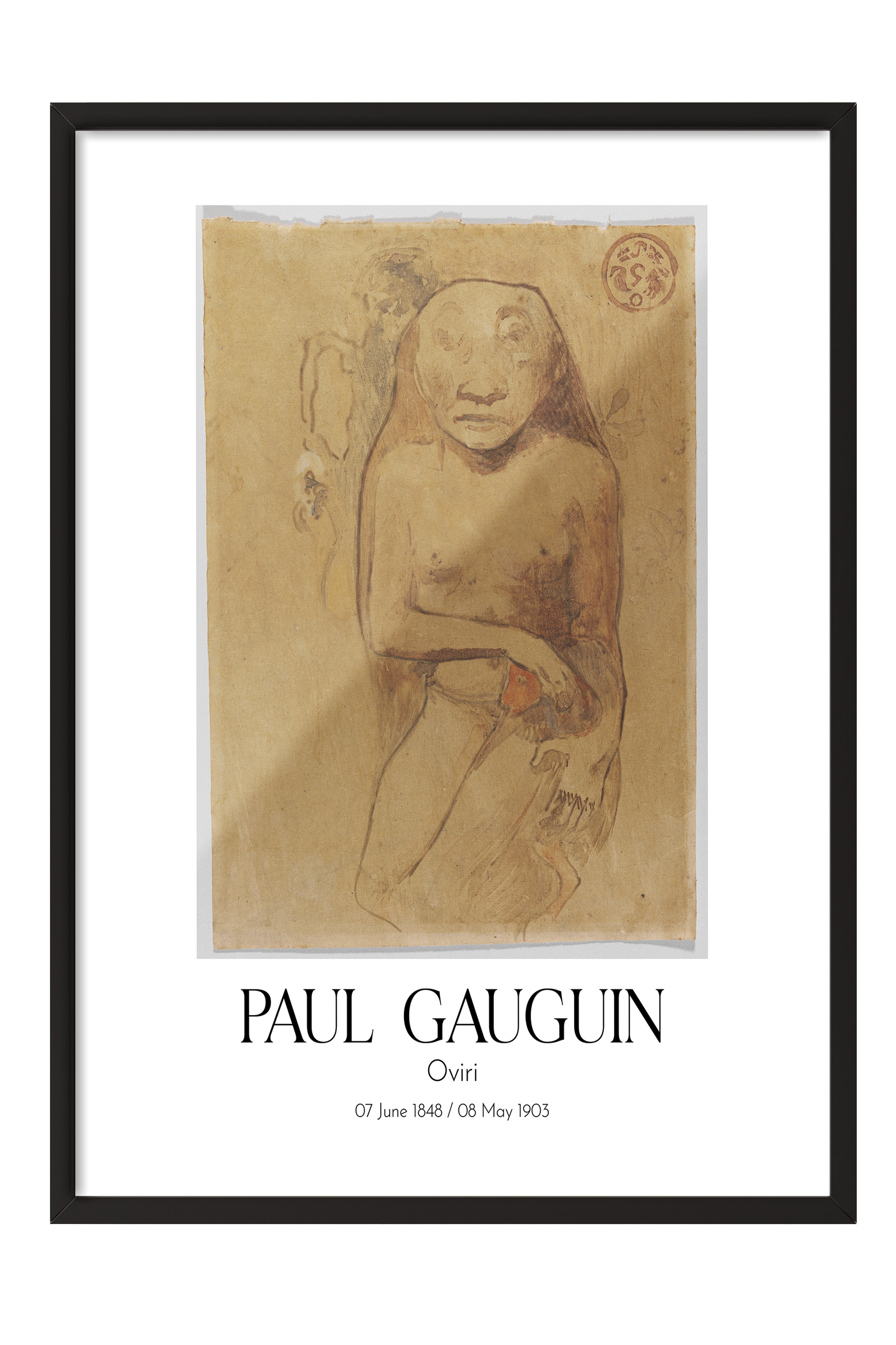 Paul Gauguin - Oviri, Siyah Çerçeveli Tablo, Sanat Serisi NO:110552