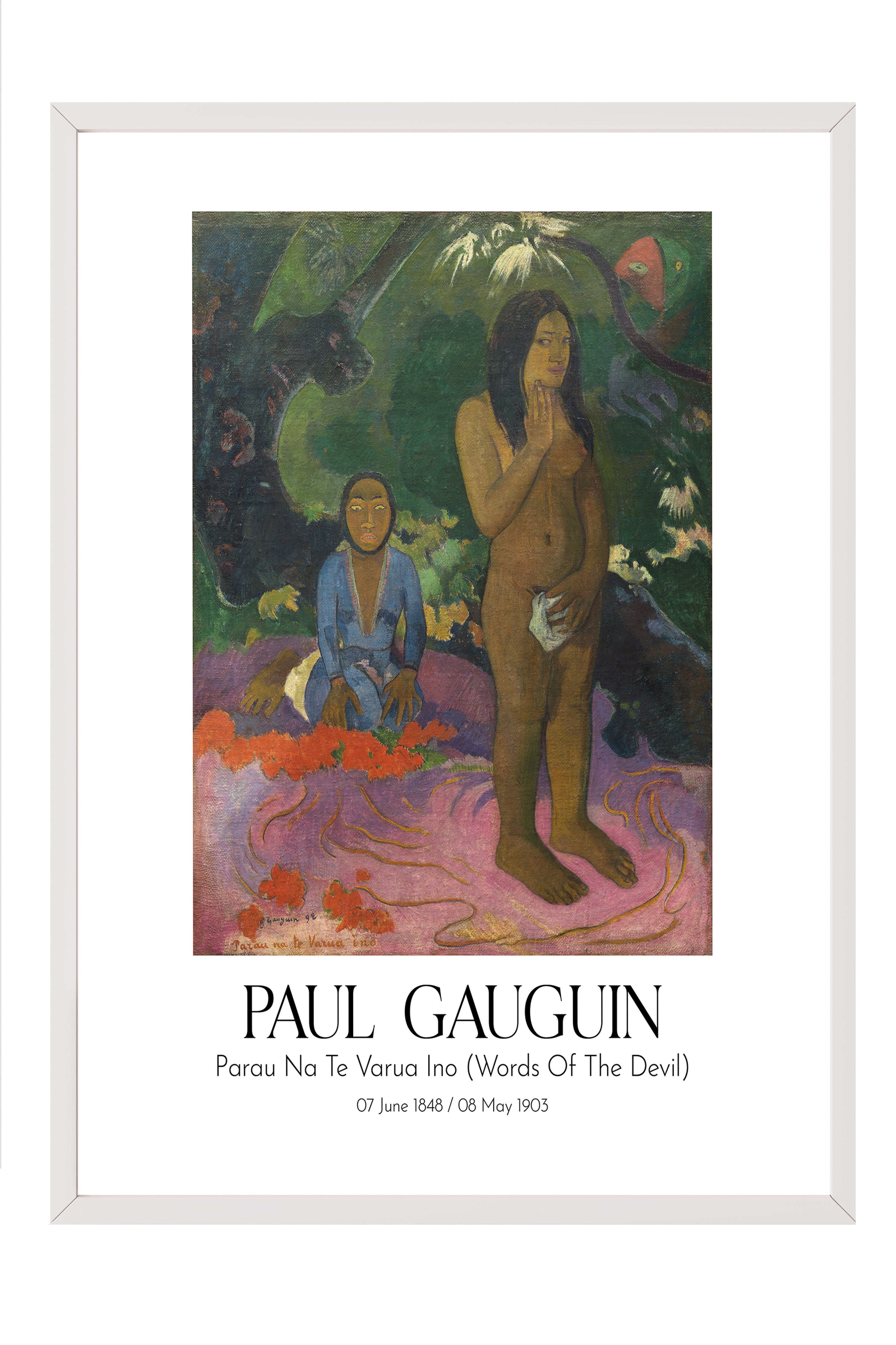 Paul Gauguin - Parau Na Te Varua Ino (Words Of The Devil), Beyaz Çerçeveli Tablo, Sanat Serisi NO:110553