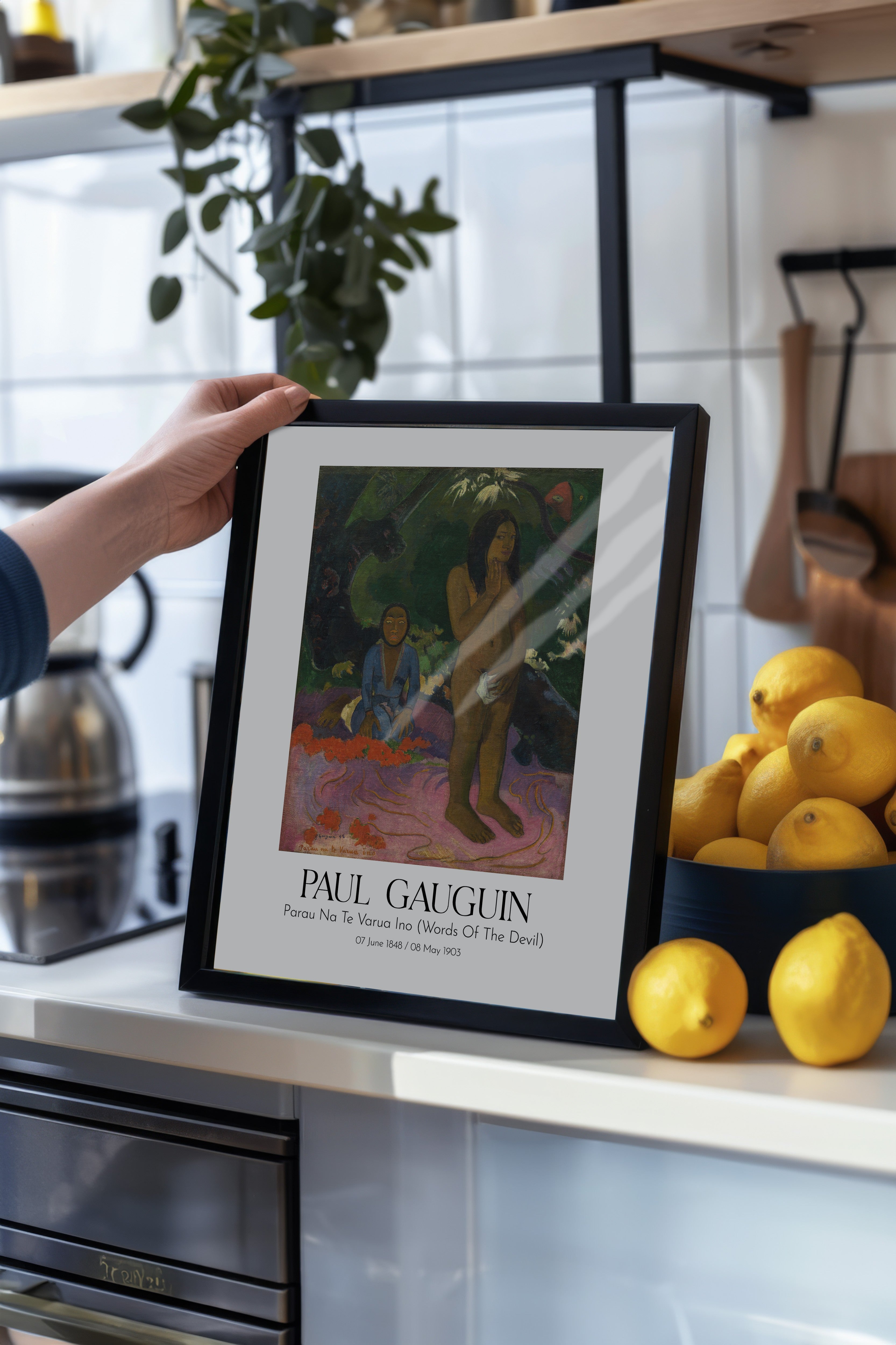 Paul Gauguin - Parau Na Te Varua Ino (Words Of The Devil), Siyah Çerçeveli Tablo, Sanat Serisi NO:110553