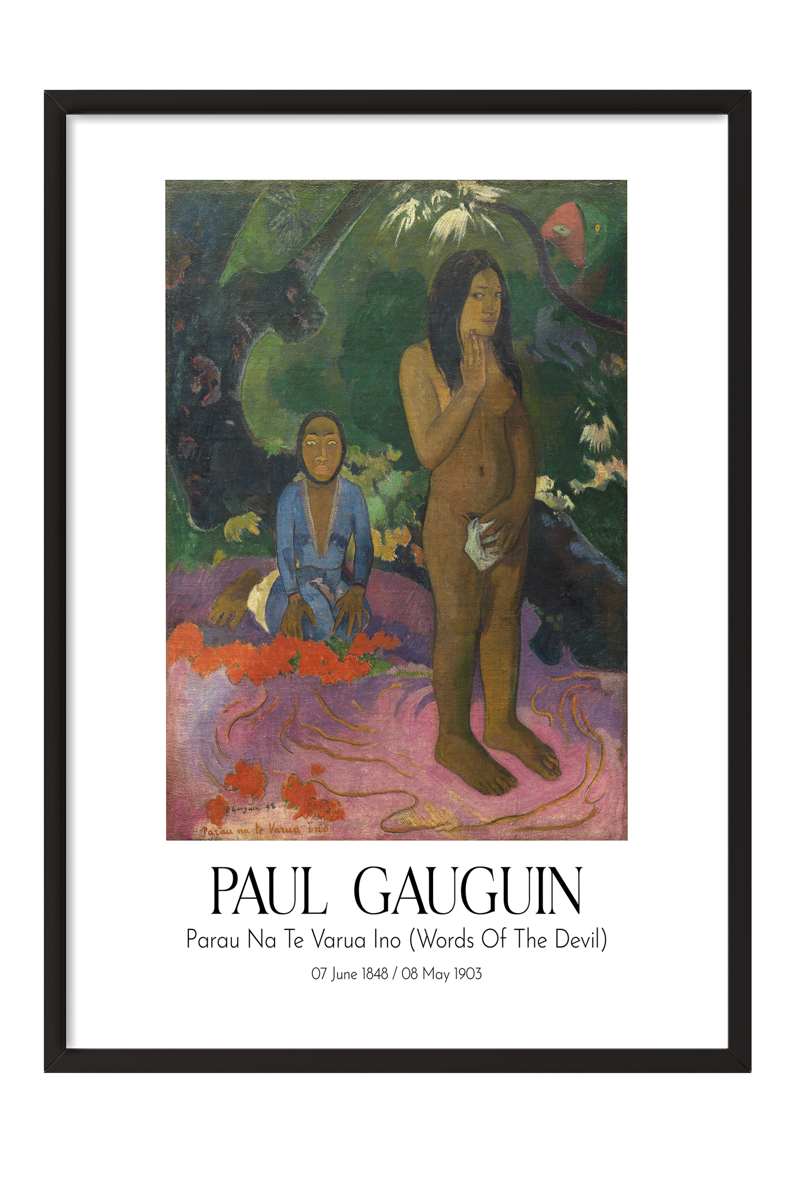Paul Gauguin - Parau Na Te Varua Ino (Words Of The Devil), Siyah Çerçeveli Tablo, Sanat Serisi NO:110553