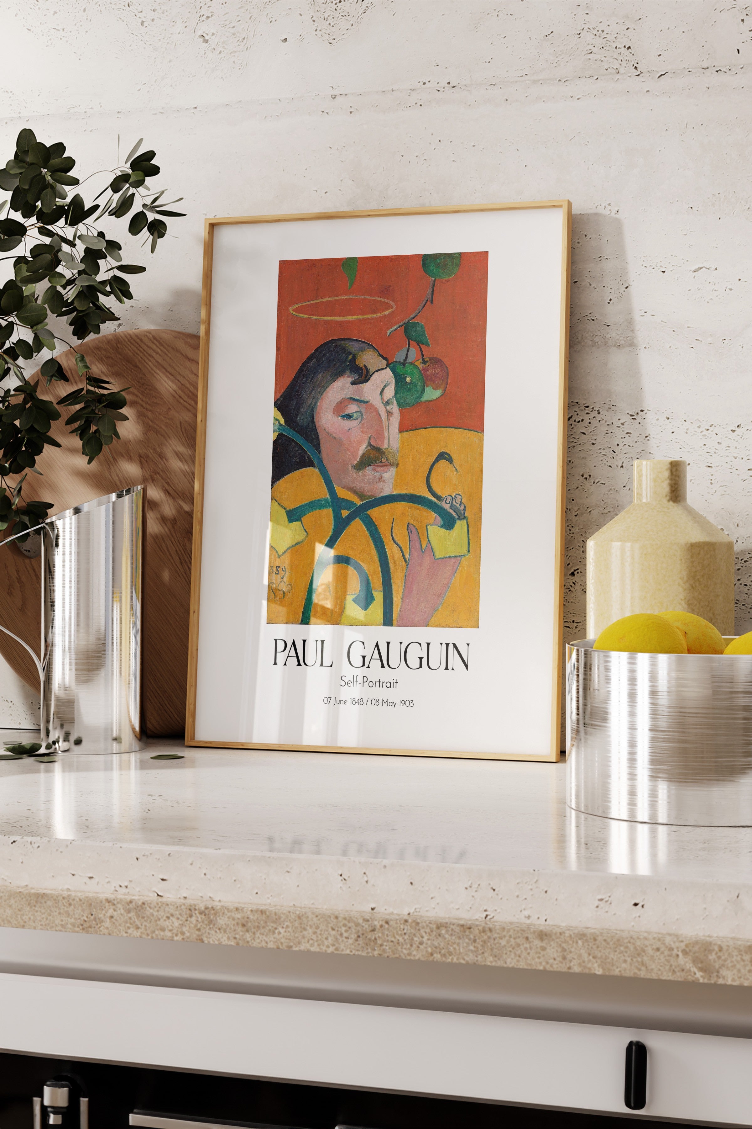 Paul Gauguin - Self-Portrait, Ahşap Çerçeveli Tablo, Sanat Serisi NO:110558