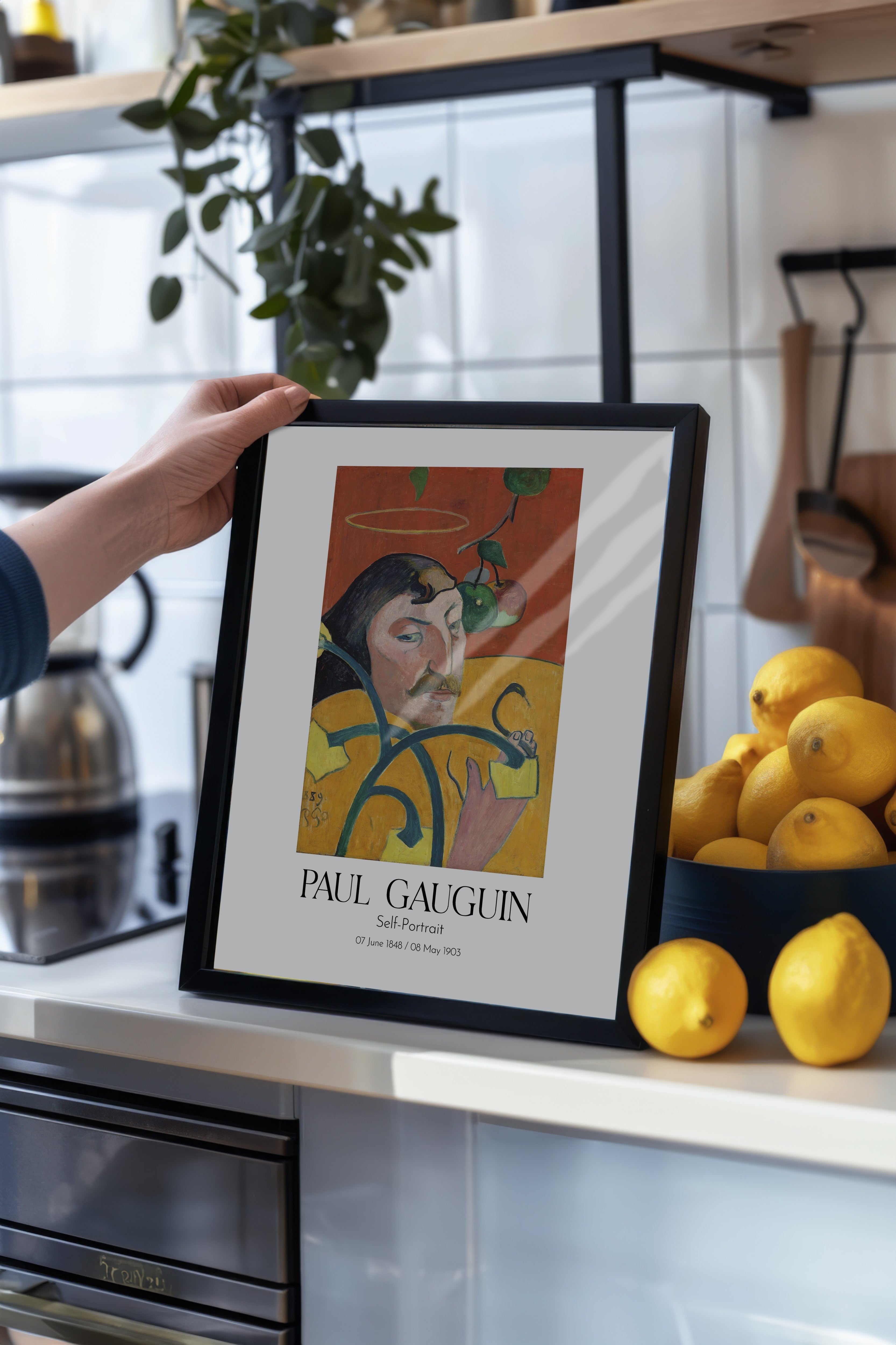 Paul Gauguin - Self-Portrait, Siyah Çerçeveli Tablo, Sanat Serisi NO:110558