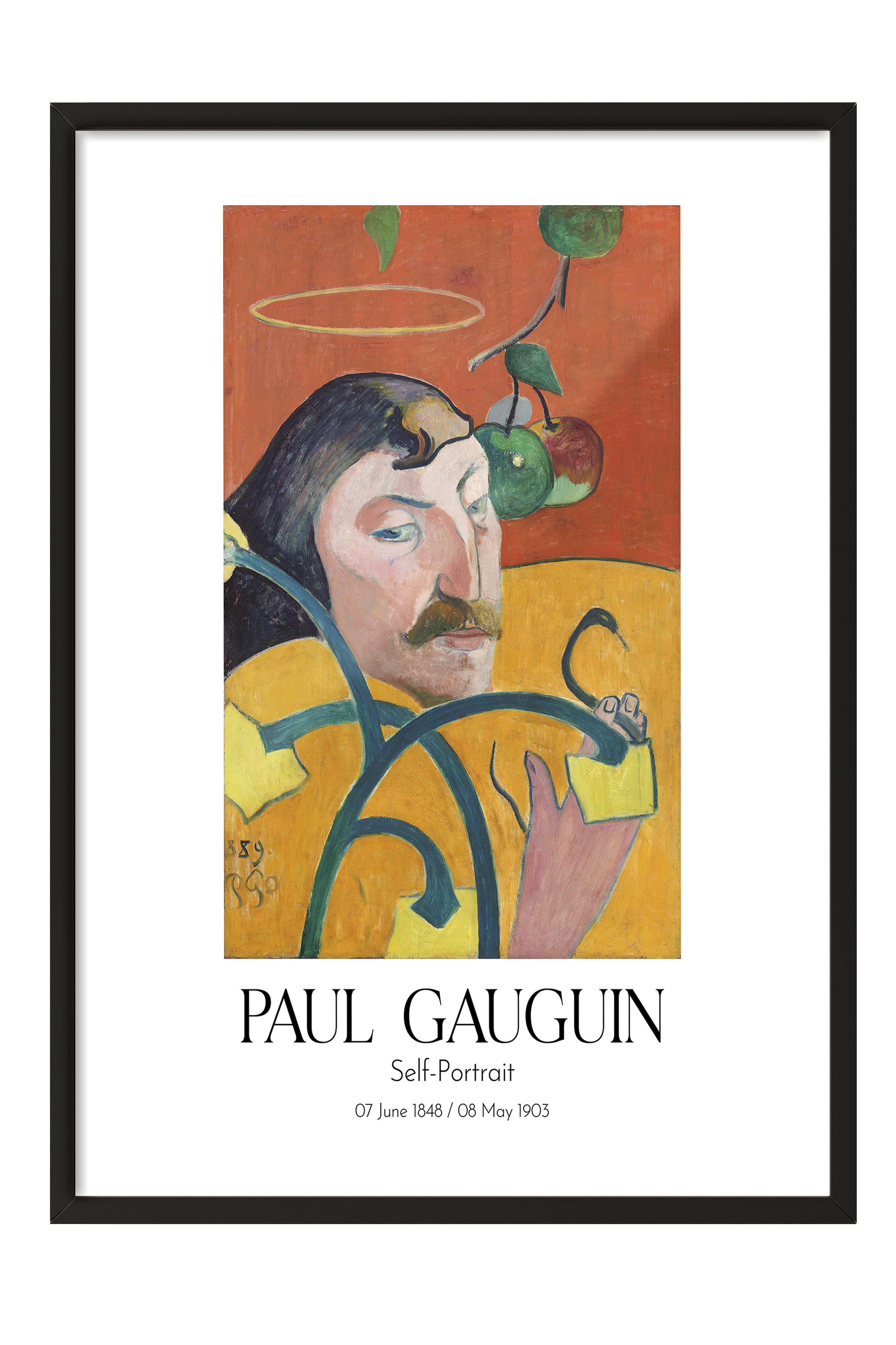 Paul Gauguin - Self-Portrait, Siyah Çerçeveli Tablo, Sanat Serisi NO:110558