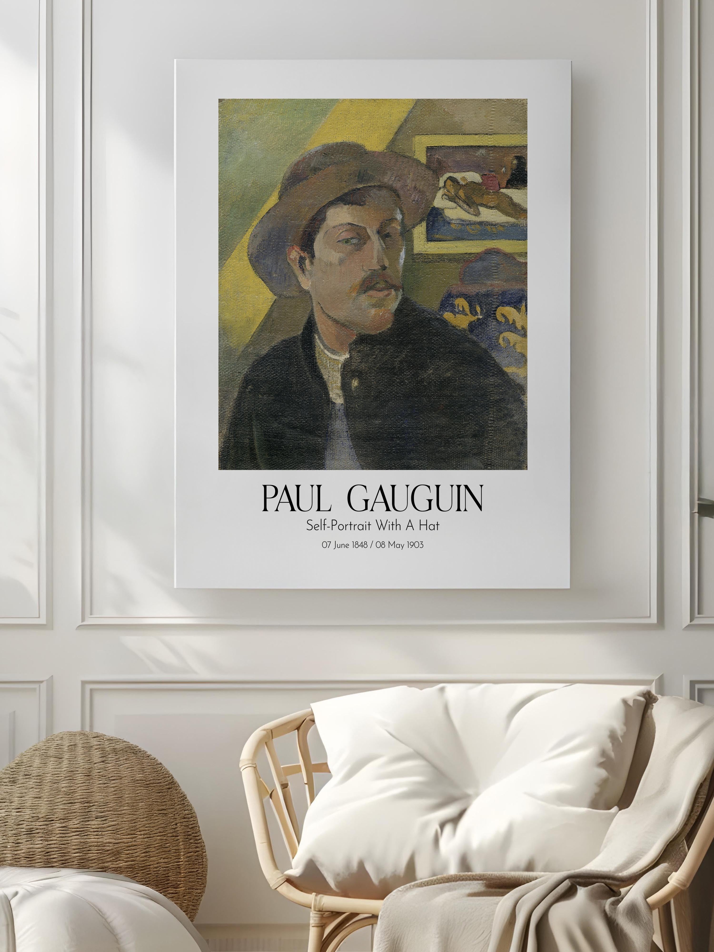 Paul Gauguin - Self-Portrait With A Hat, Kanvas Tablo, Sanat Serisi NO:110557