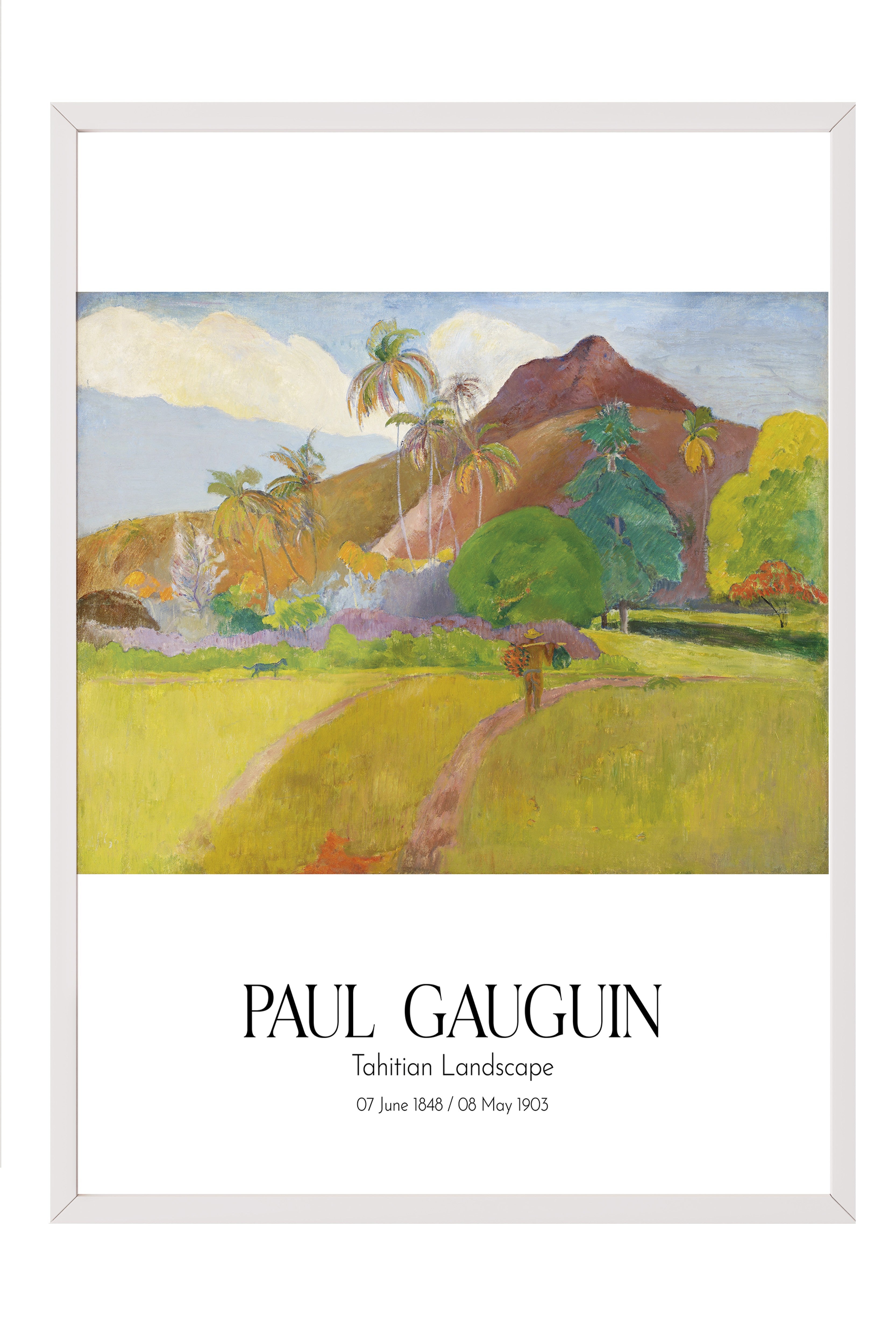 Paul Gauguin - Tahitian Landscape, Beyaz Çerçeveli Tablo, Sanat Serisi NO:110560