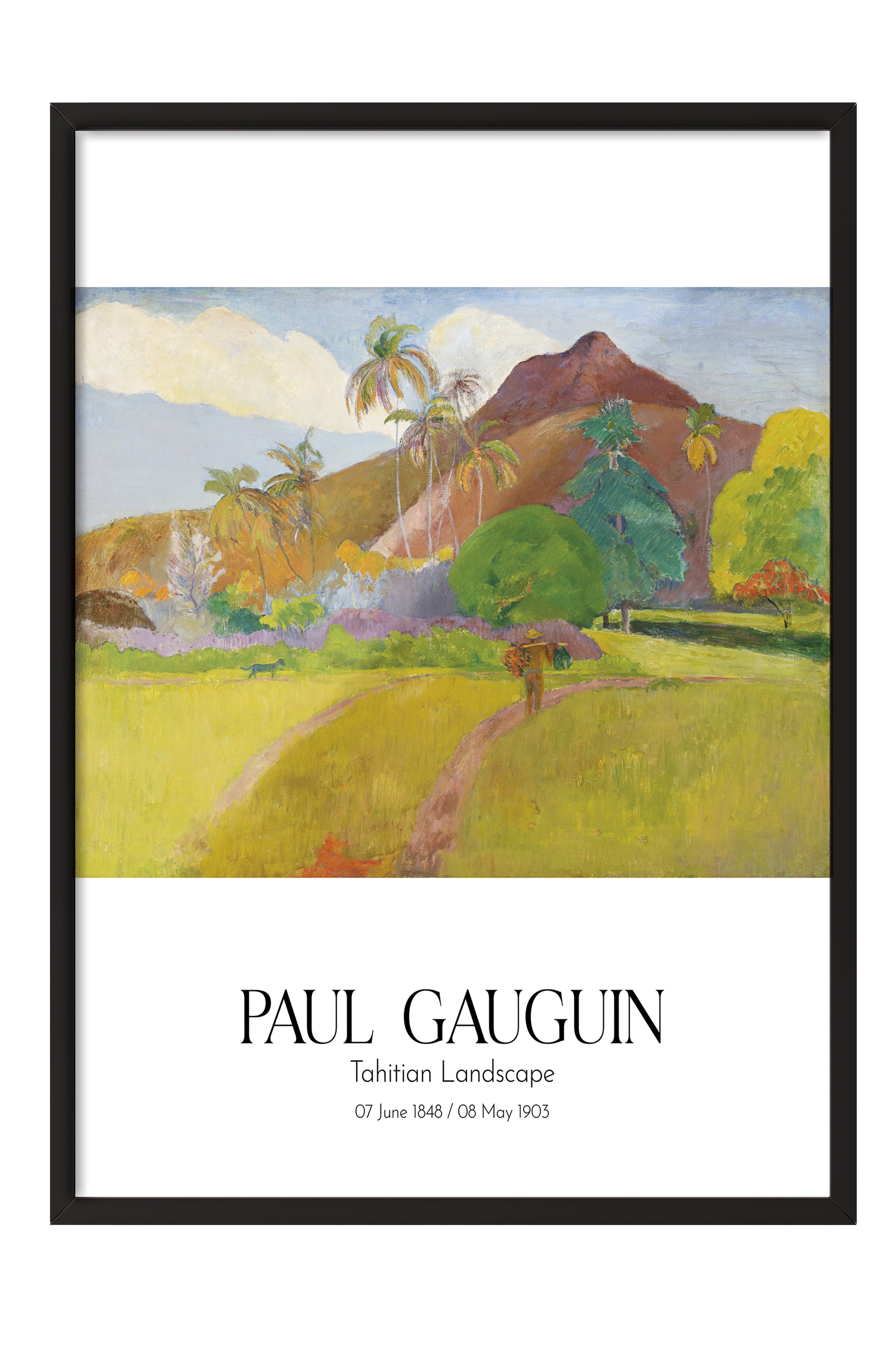 Paul Gauguin - Tahitian Landscape, Siyah Çerçeveli Tablo, Sanat Serisi NO:110560