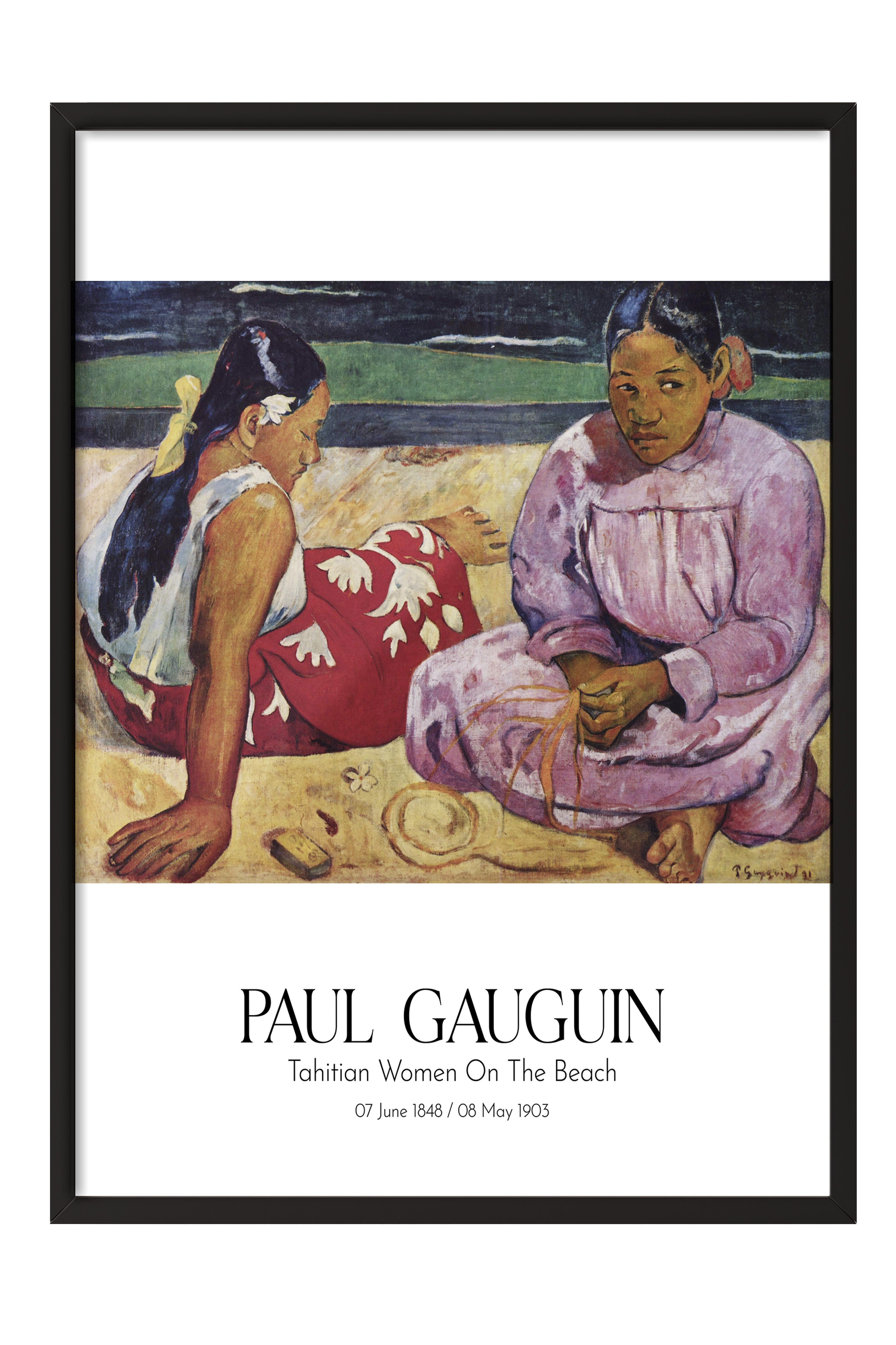 Paul Gauguin - Tahitian Women On The Beach, Siyah Çerçeveli Tablo, Sanat Serisi NO:110577