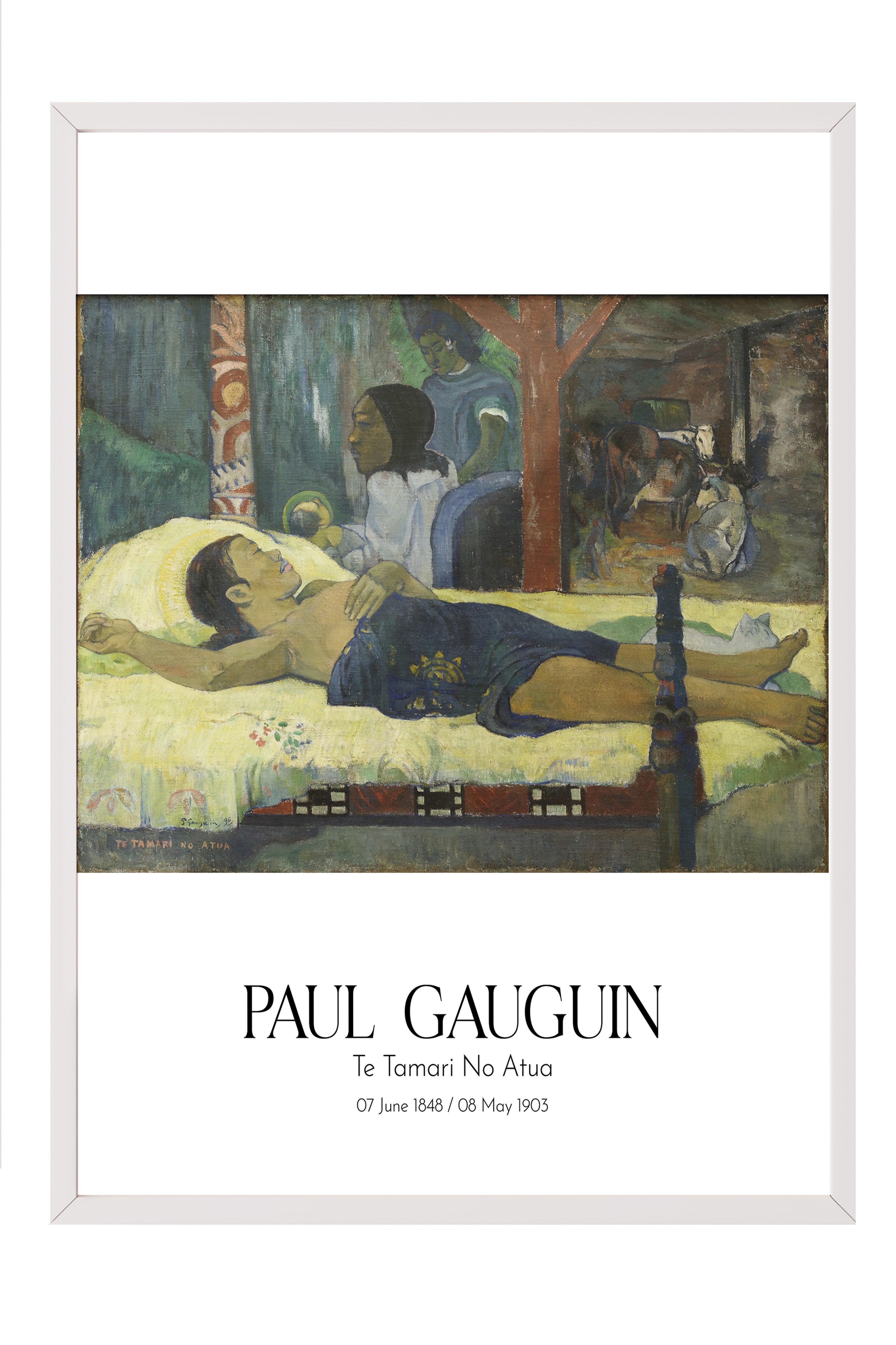 Paul Gauguin - Te Tamari No Atua, Beyaz Çerçeveli Tablo, Sanat Serisi NO:110561
