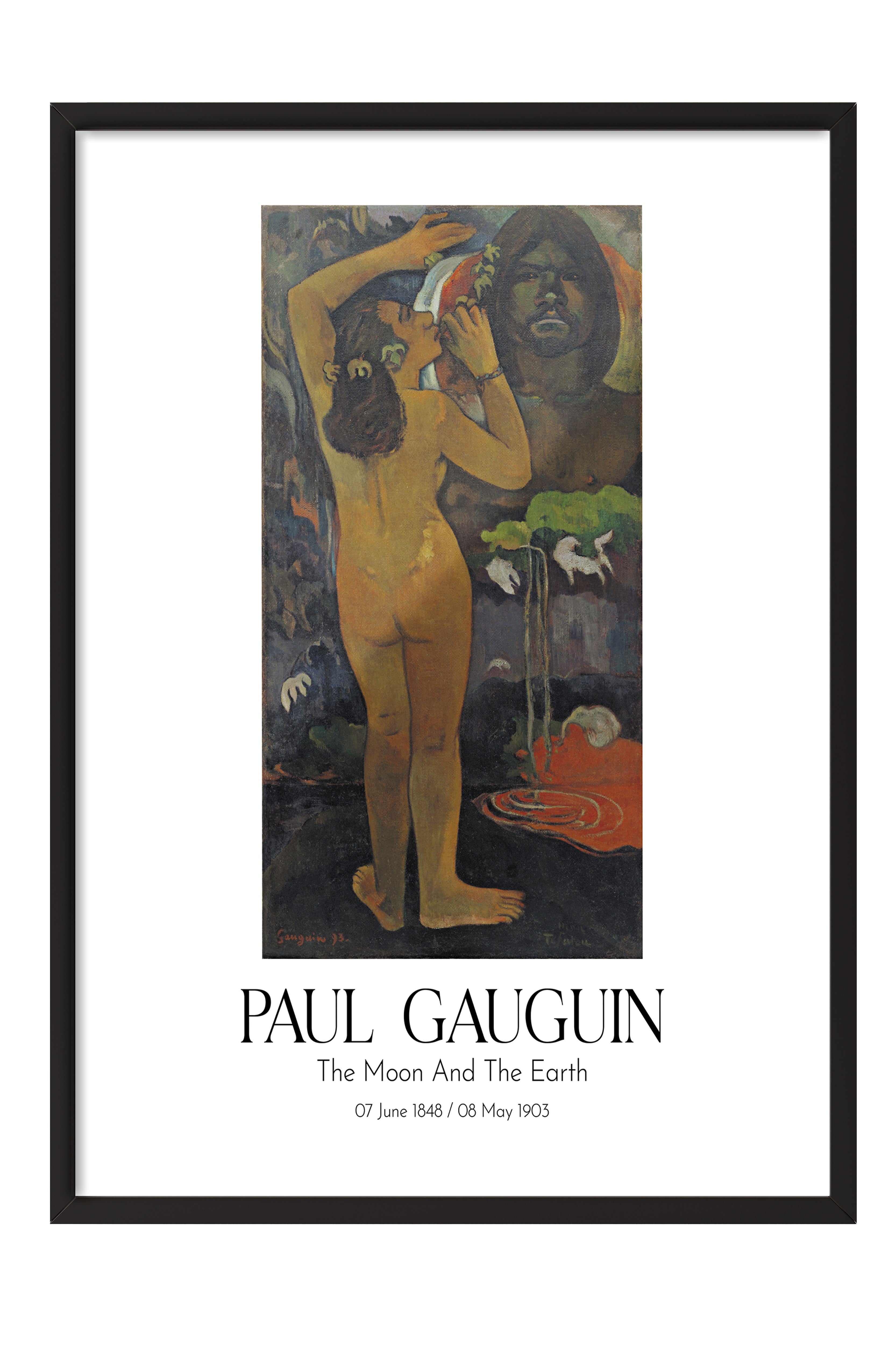 Paul Gauguin - The Moon And The Earth, Siyah Çerçeveli Tablo, Sanat Serisi NO:110563