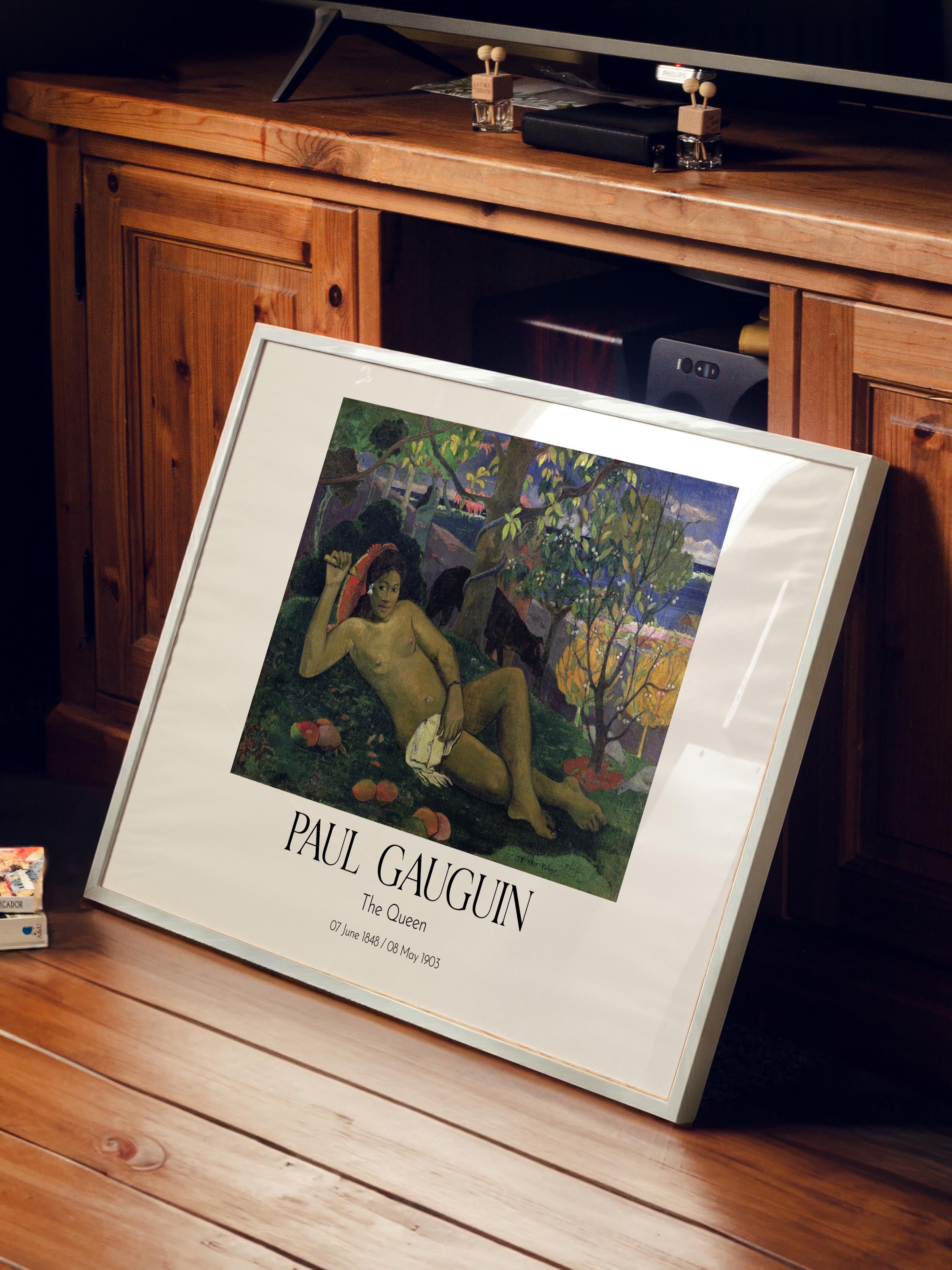 Paul Gauguin - The Queen, Beyaz Çerçeveli Tablo, Sanat Serisi NO:110585
