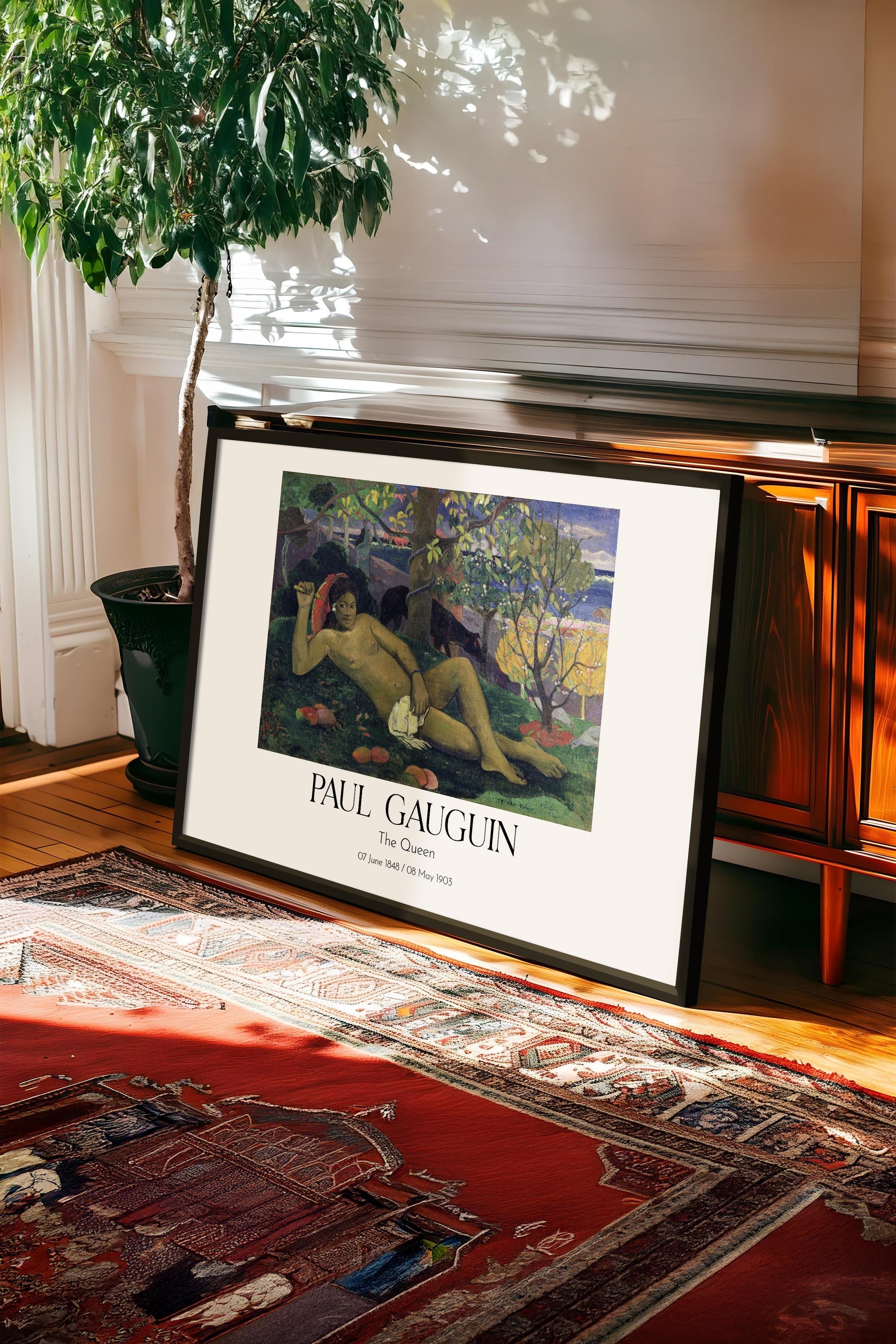Paul Gauguin - The Queen, Siyah Çerçeveli Tablo, Sanat Serisi NO:110585