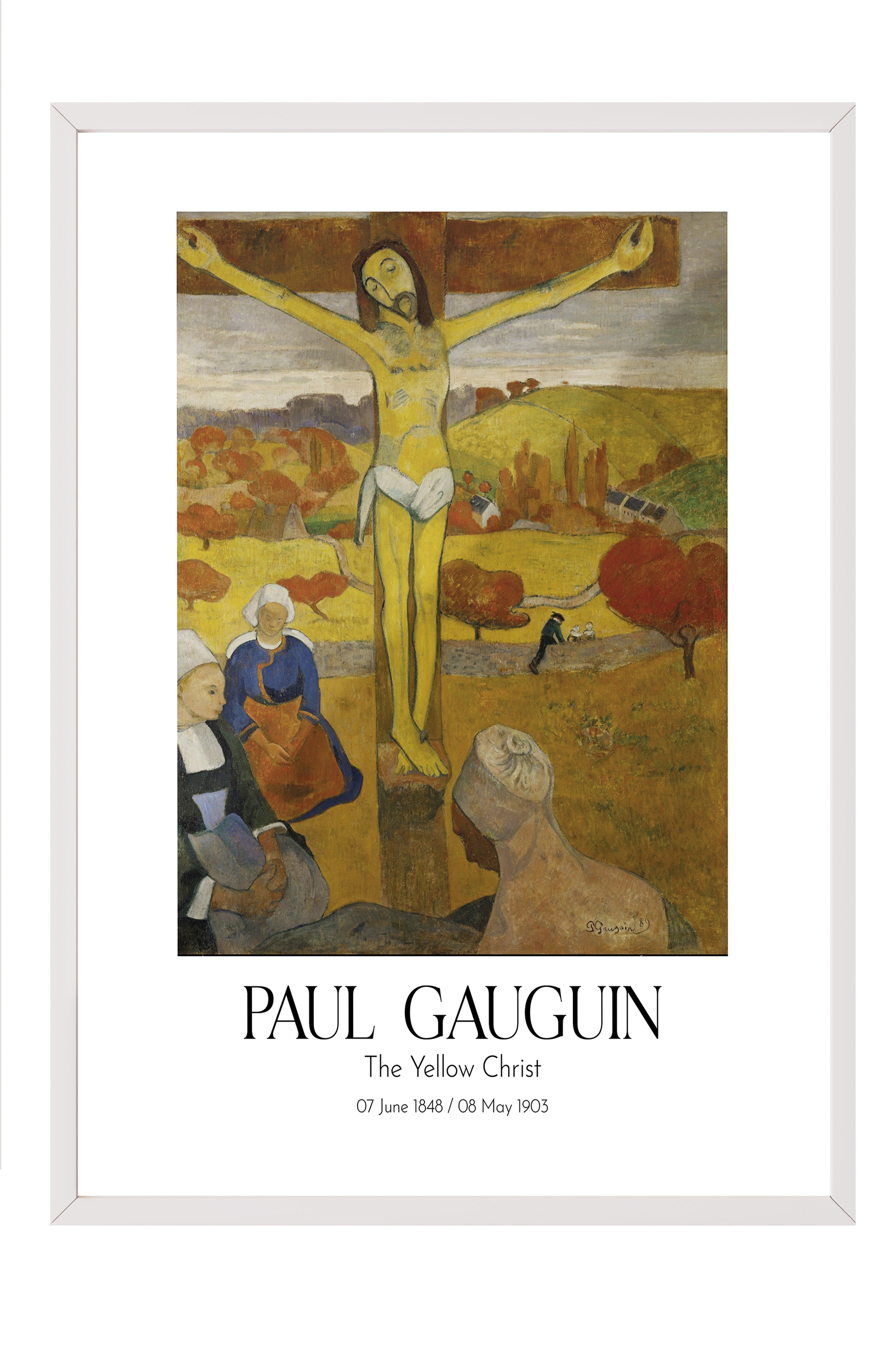 Paul Gauguin - The Yellow Christ, Beyaz Çerçeveli Tablo, Sanat Serisi NO:110556