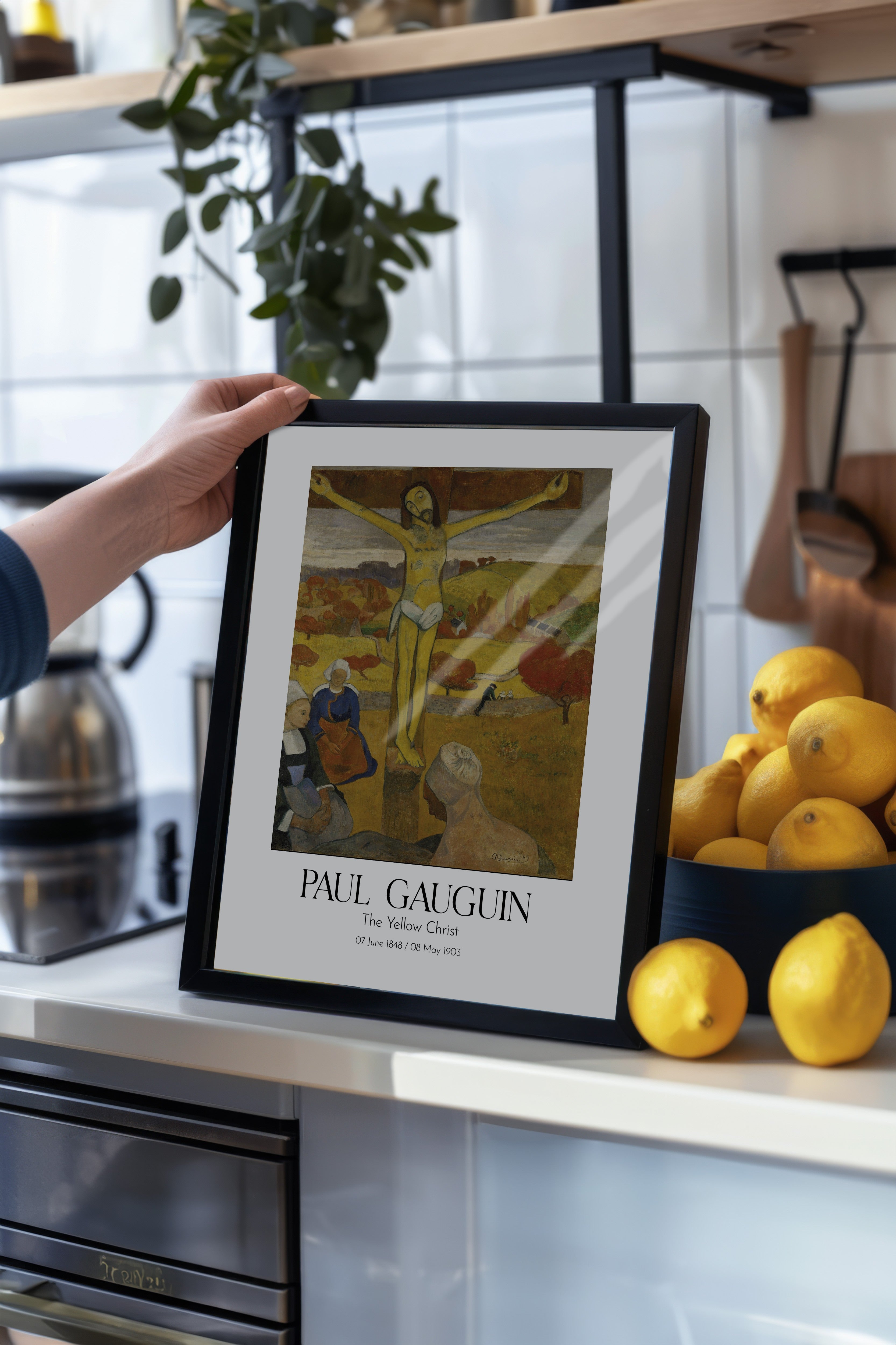 Paul Gauguin - The Yellow Christ, Siyah Çerçeveli Tablo, Sanat Serisi NO:110556