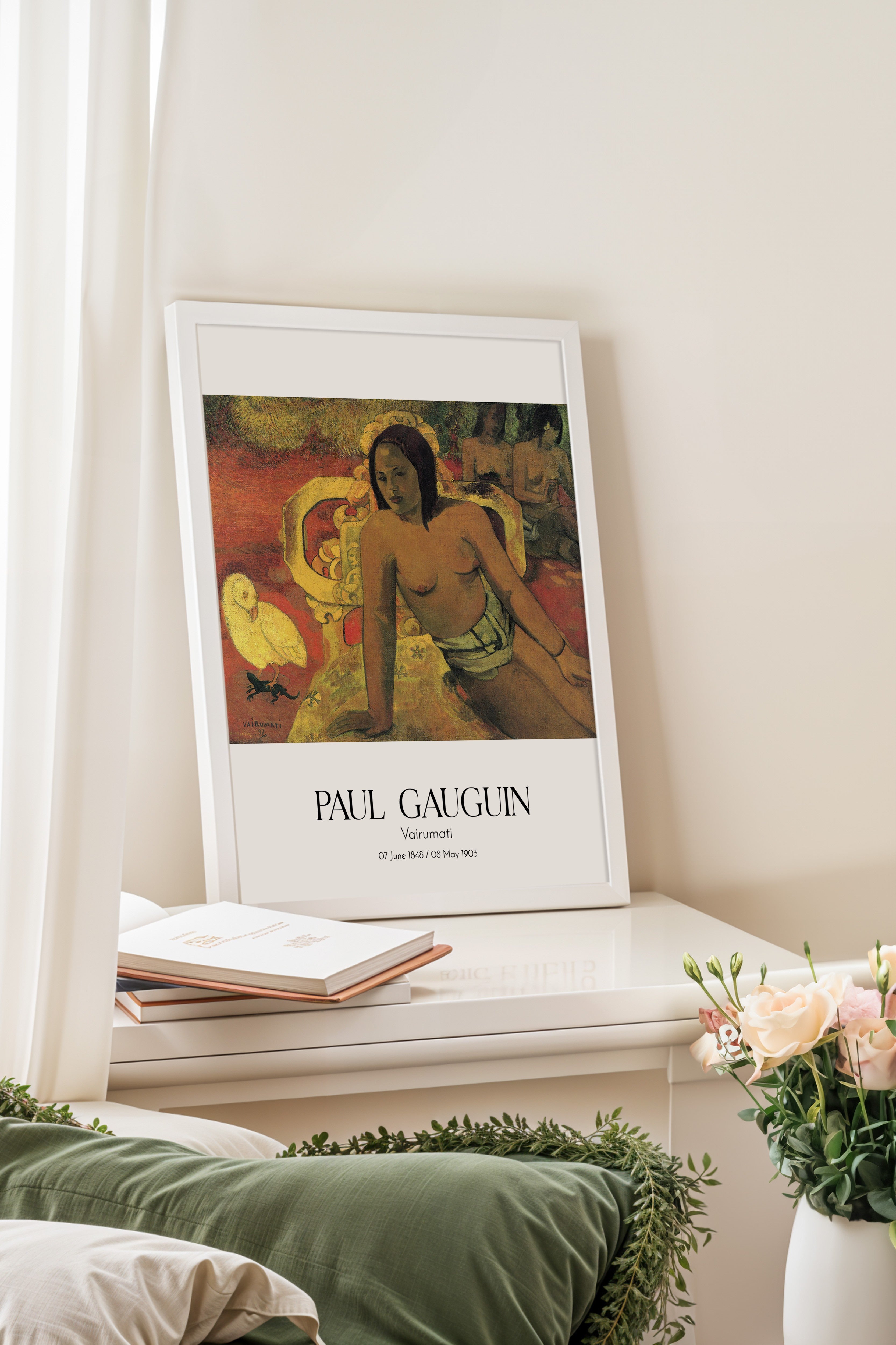Paul Gauguin - Vairumati, Beyaz Çerçeveli Tablo, Sanat Serisi NO:110579
