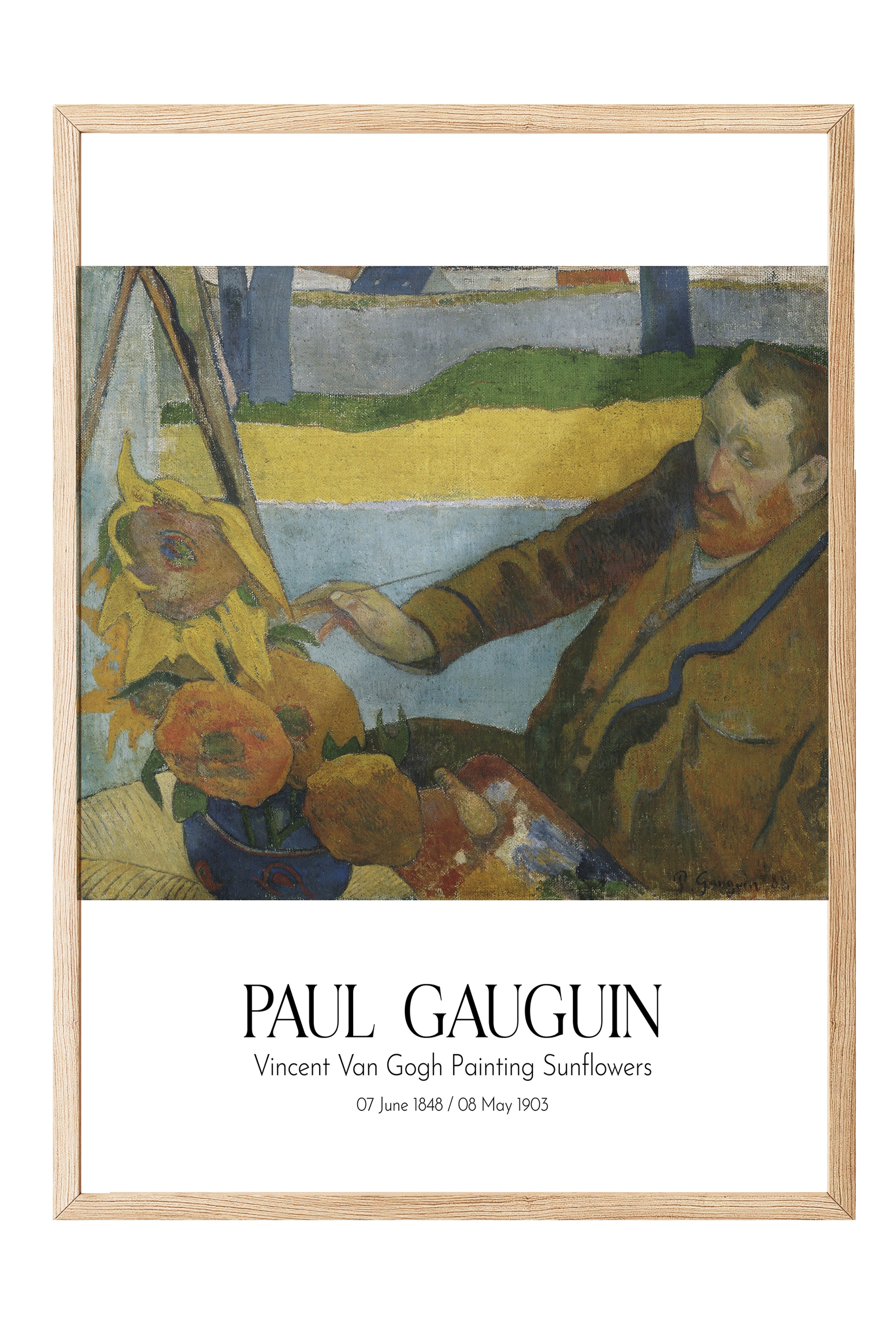 Paul Gauguin - Vincent Van Gogh Painting Sunflowers, Ahşap Çerçeveli Tablo, Sanat Serisi NO:110566