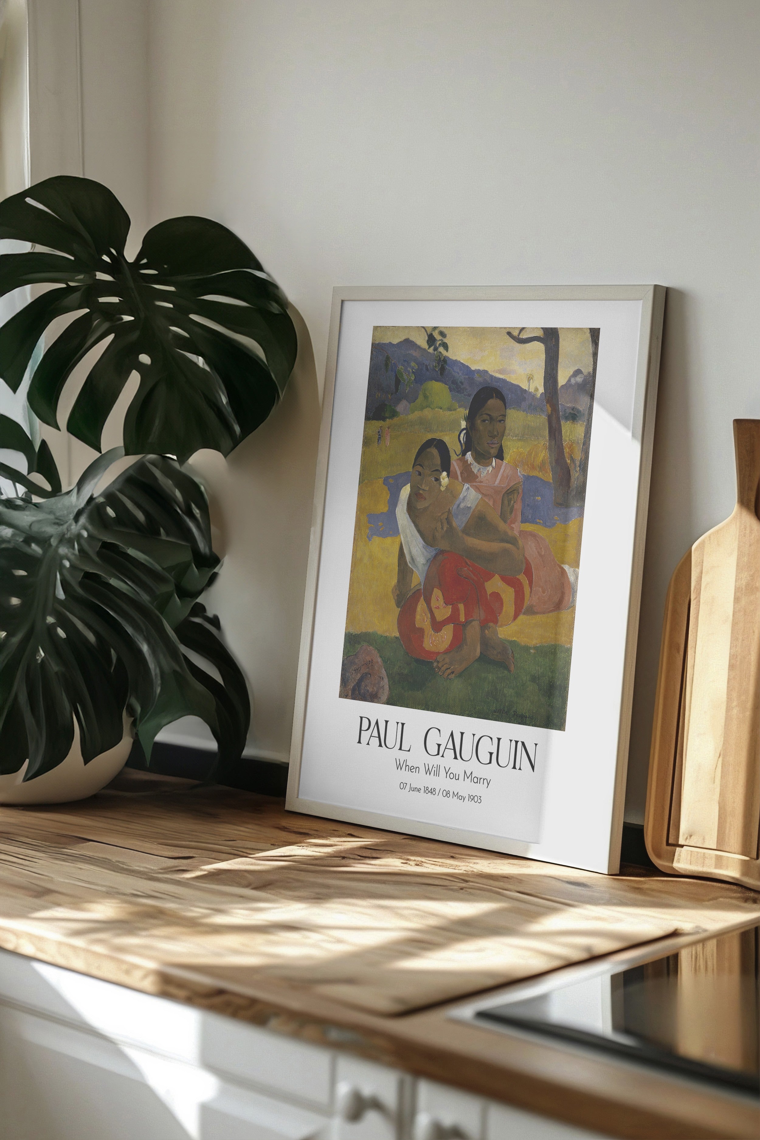 Paul Gauguin - When Will You Marry, Beyaz Çerçeveli Tablo, Sanat Serisi NO:110581