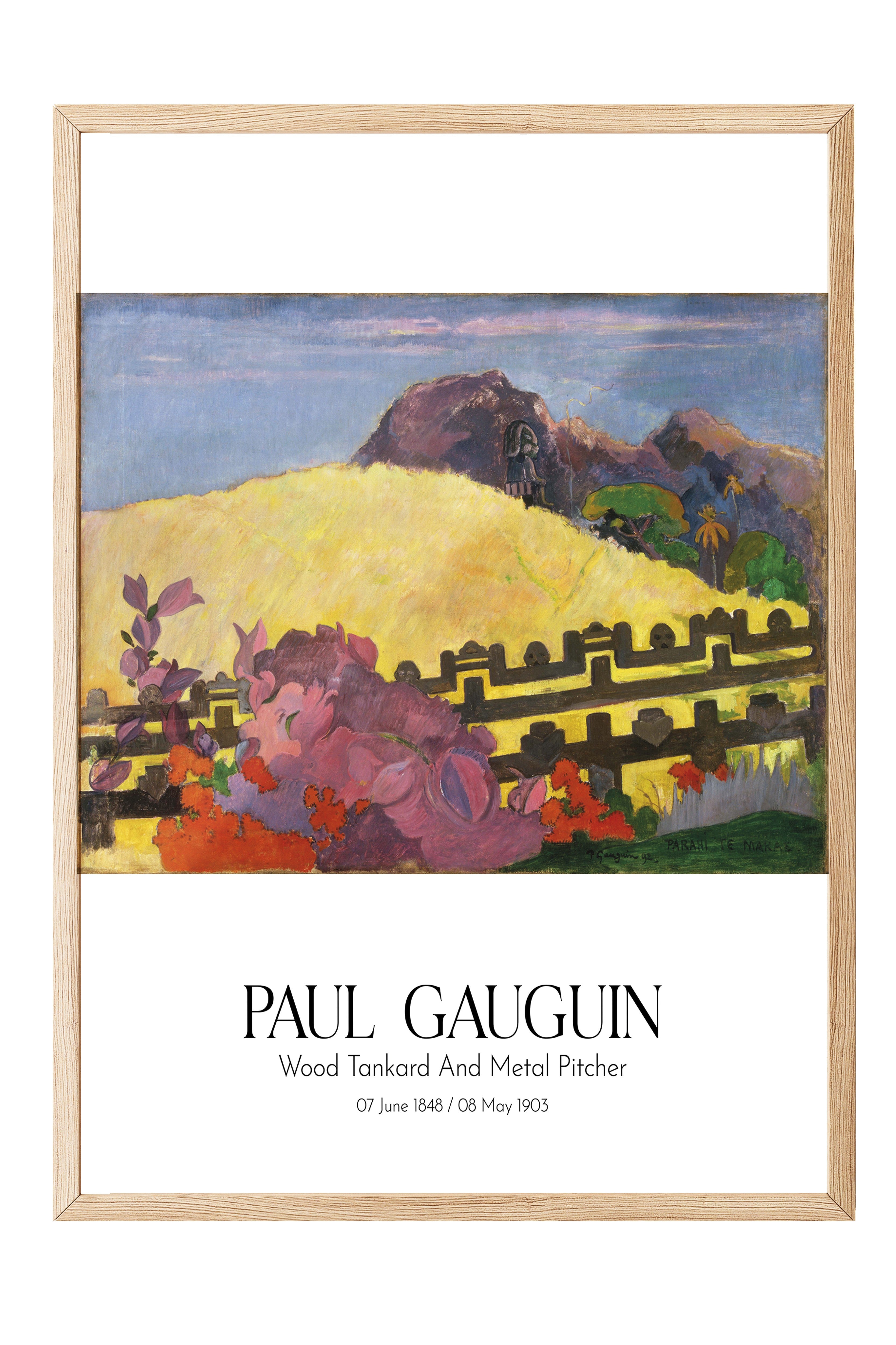Paul Gauguin - Wood Tankard And Metal Pitcher, Ahşap Çerçeveli Tablo, Sanat Serisi NO:110575
