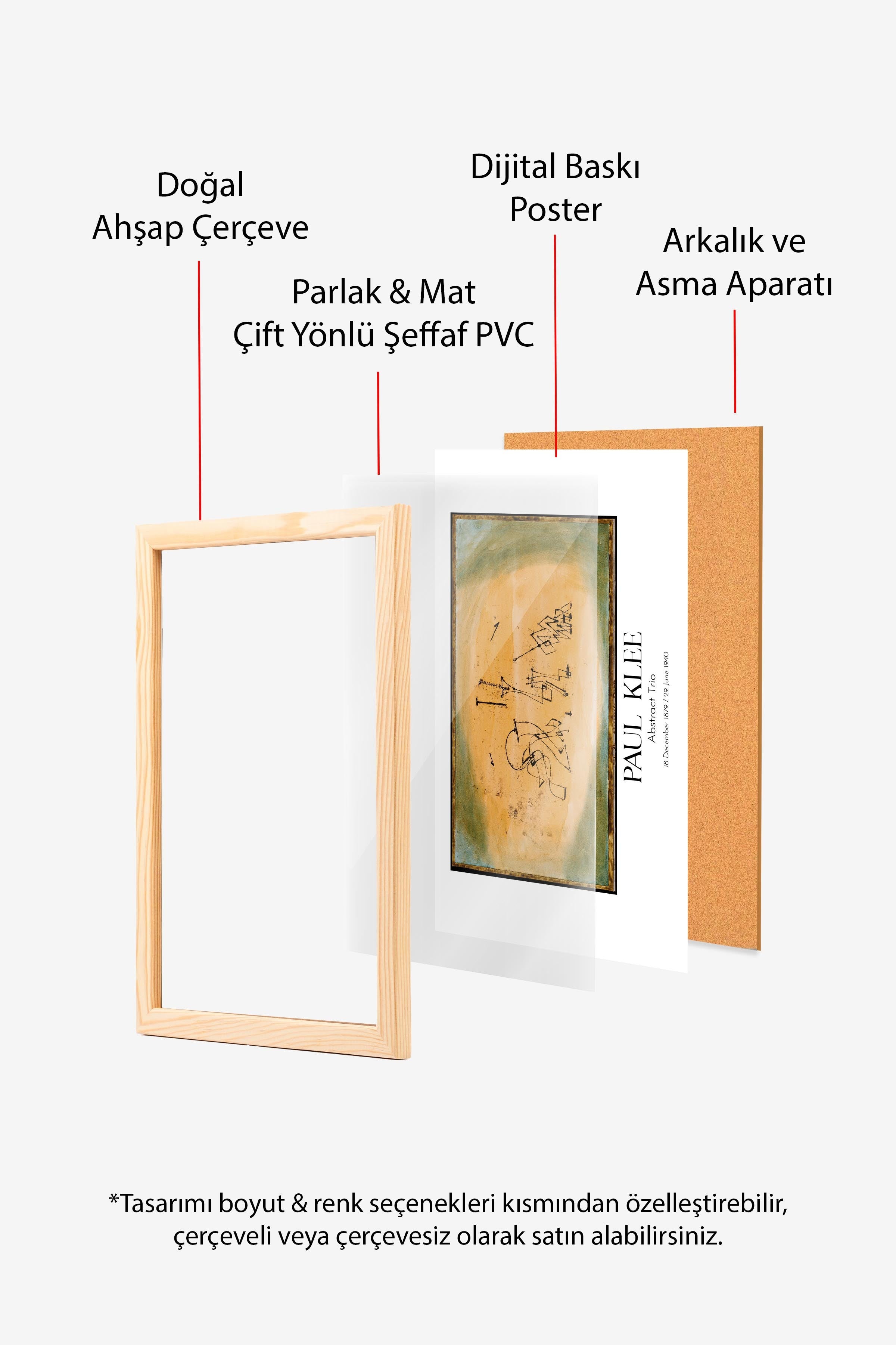 Paul Klee - Abstract Trio, Ahşap Çerçeveli Tablo, Sanat Serisi NO:110122