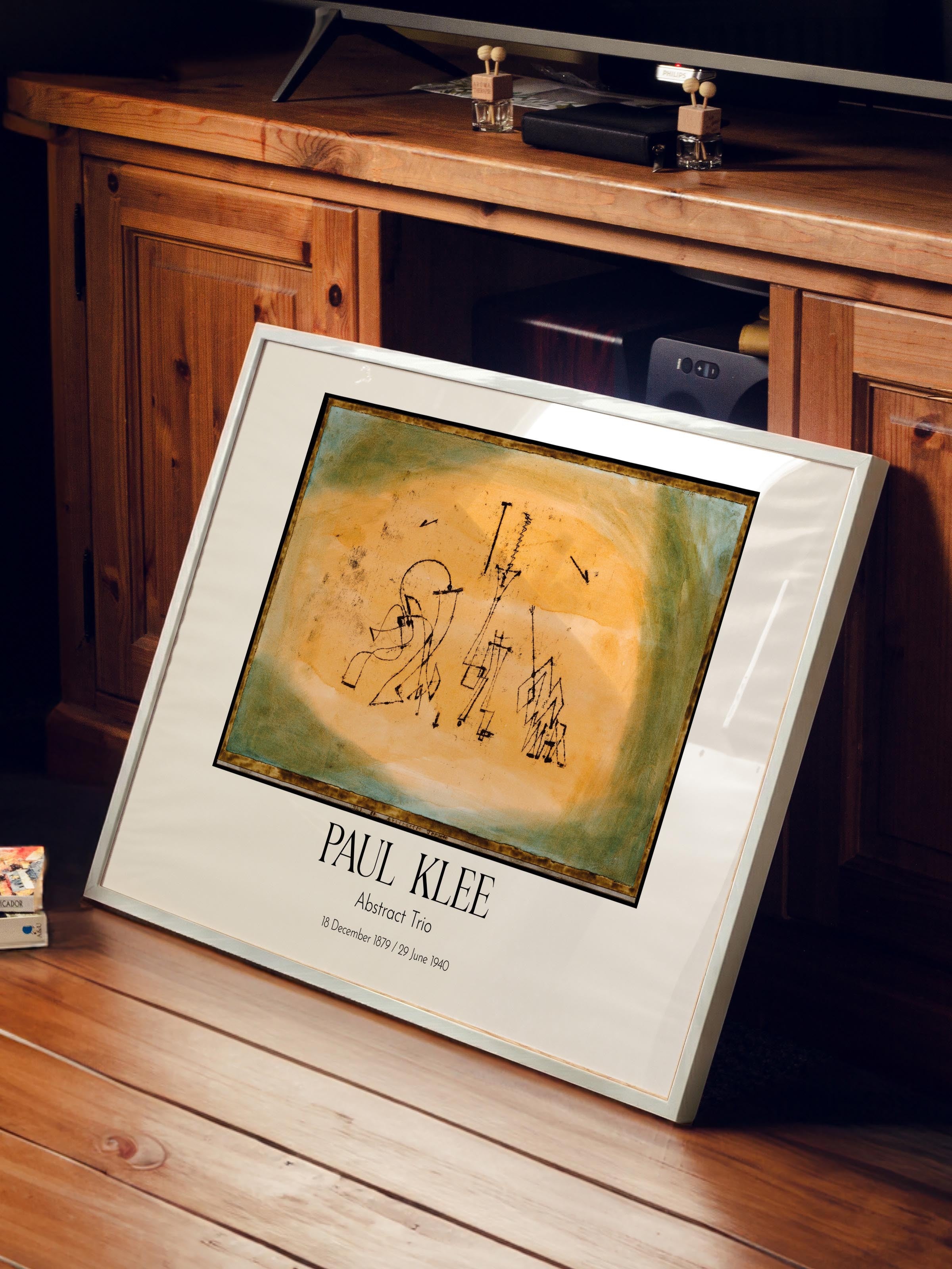 Paul Klee - Abstract Trio, Beyaz Çerçeveli Tablo, Sanat Serisi NO:110122