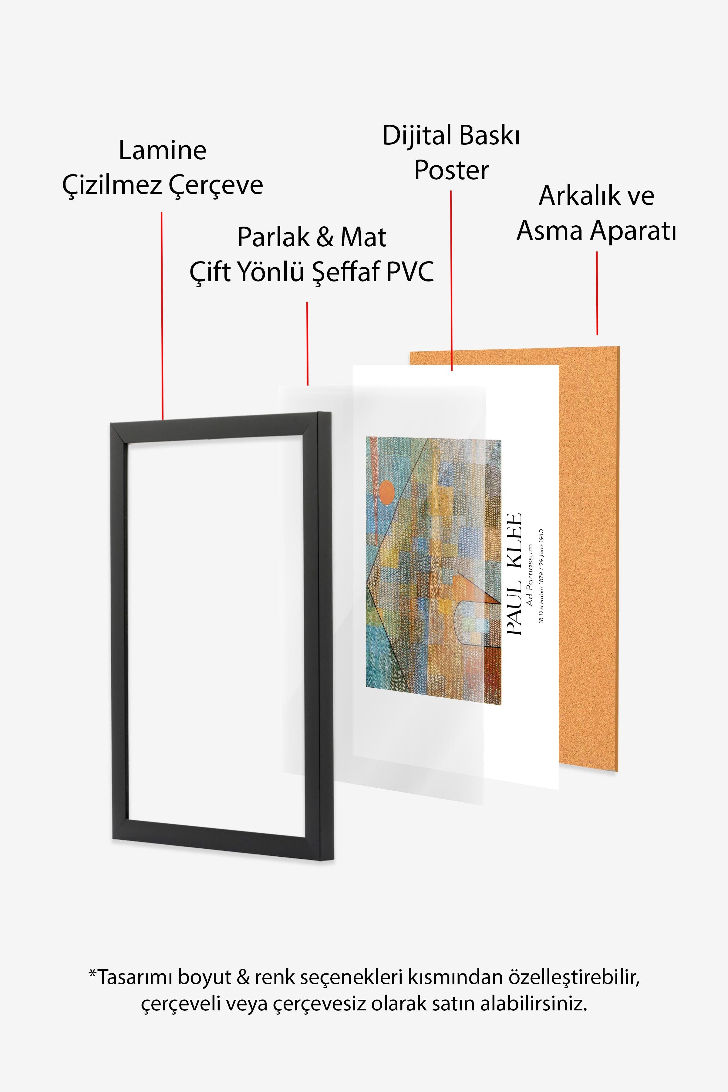 Paul Klee - Ad Parnassum, Siyah Çerçeveli Tablo, Sanat Serisi NO:110132