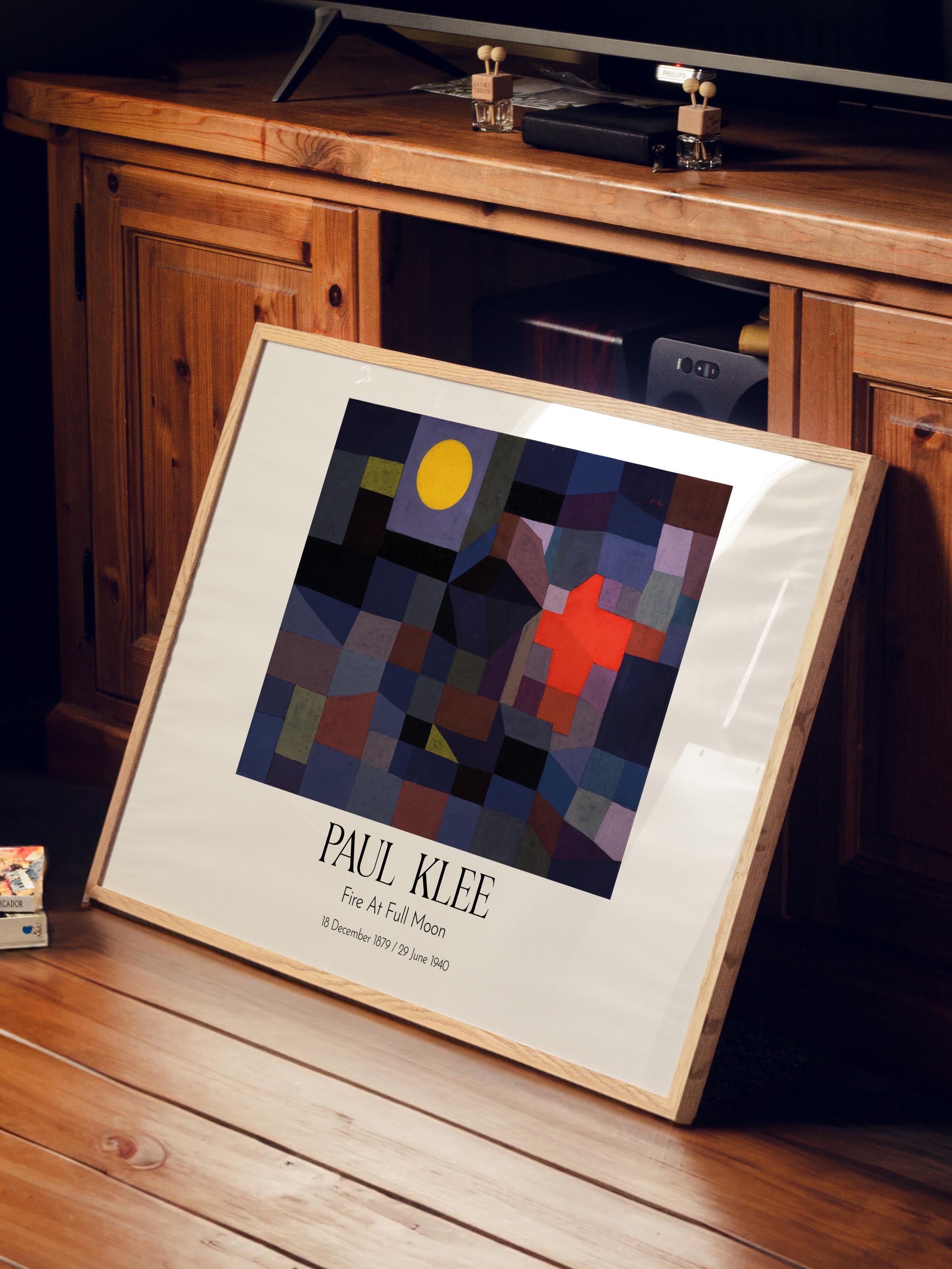 Paul Klee - Fire At Full Moon, Ahşap Çerçeveli Tablo, Sanat Serisi NO:110123
